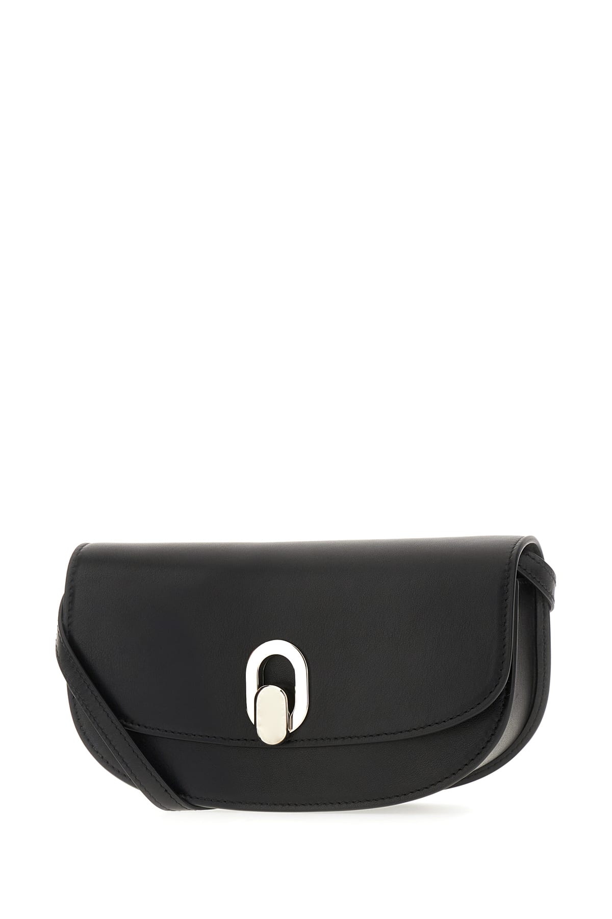 Shop Savette Black Leather Tondo Crescent Crossbody Bag In 001