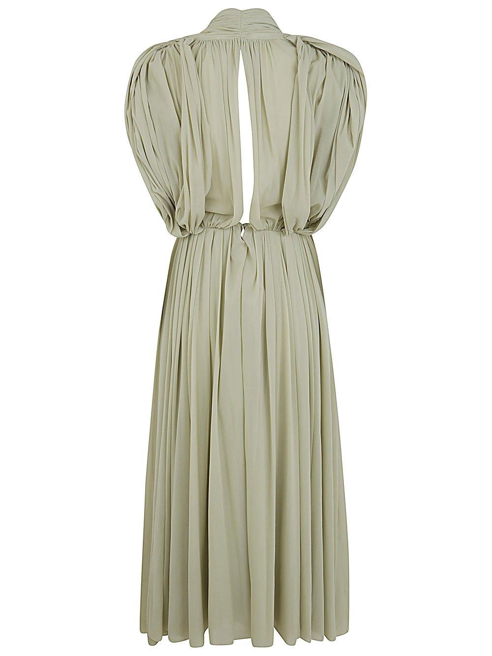 Shop Philosophy Di Lorenzo Serafini Draped Pleated Midi Dress In Grey