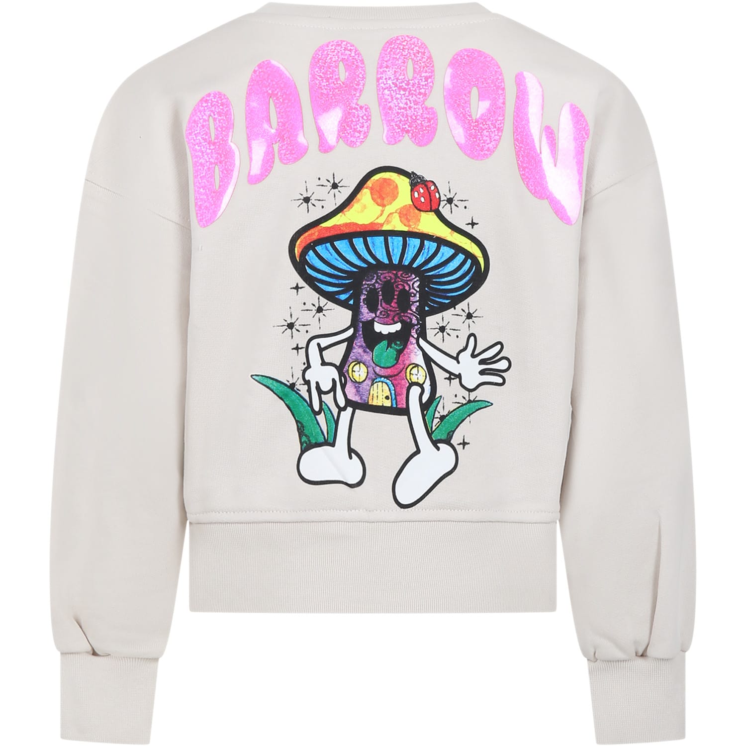 Barrow Kids' Ivory Sweatshirt For Girl With Logo And Smiley