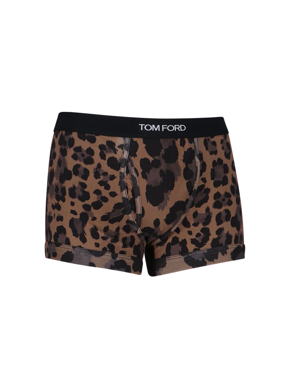 Tom Ford Leopard Print Boxer Shorts In Brown