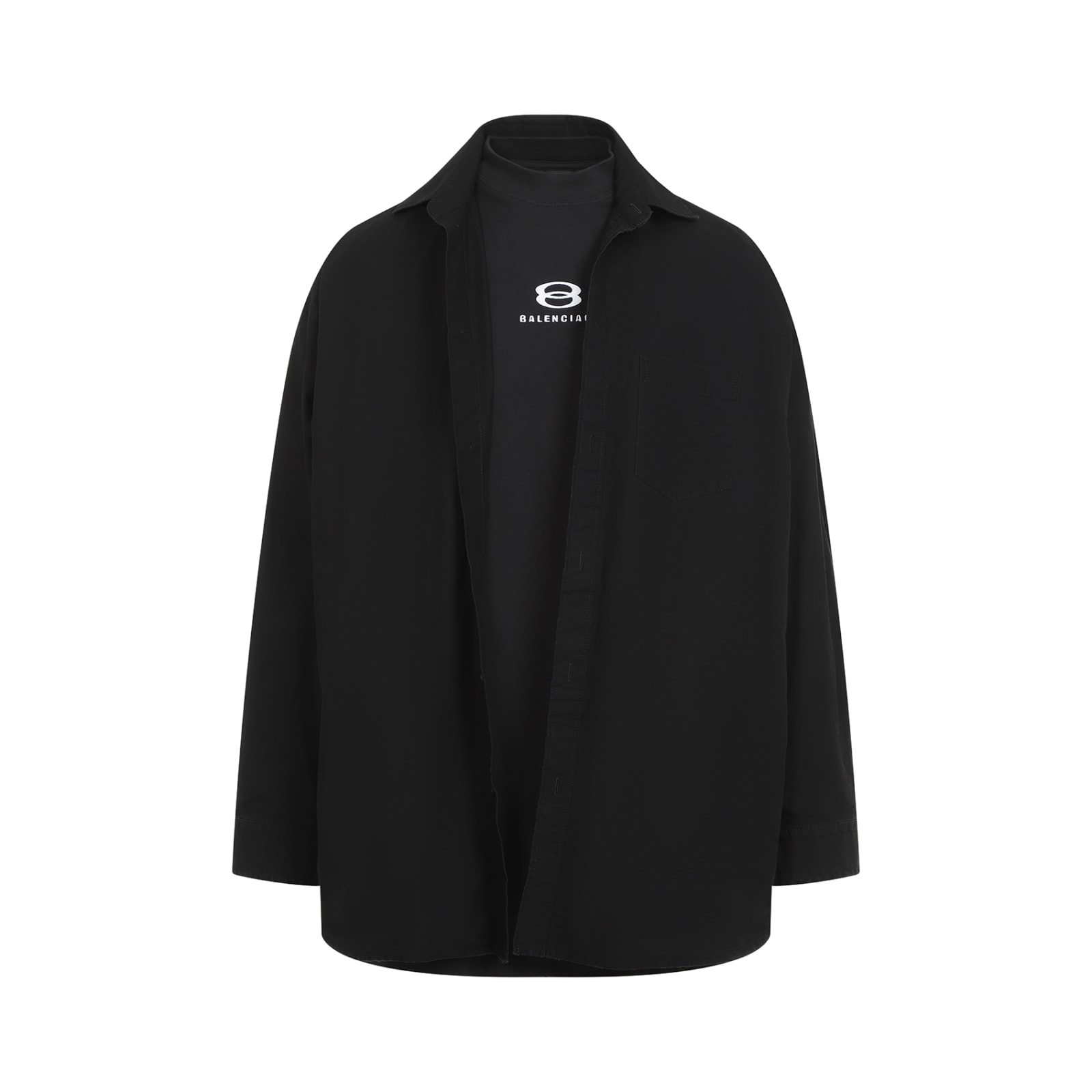 Shop Balenciaga Long Sleeves Layered Shirt In Black