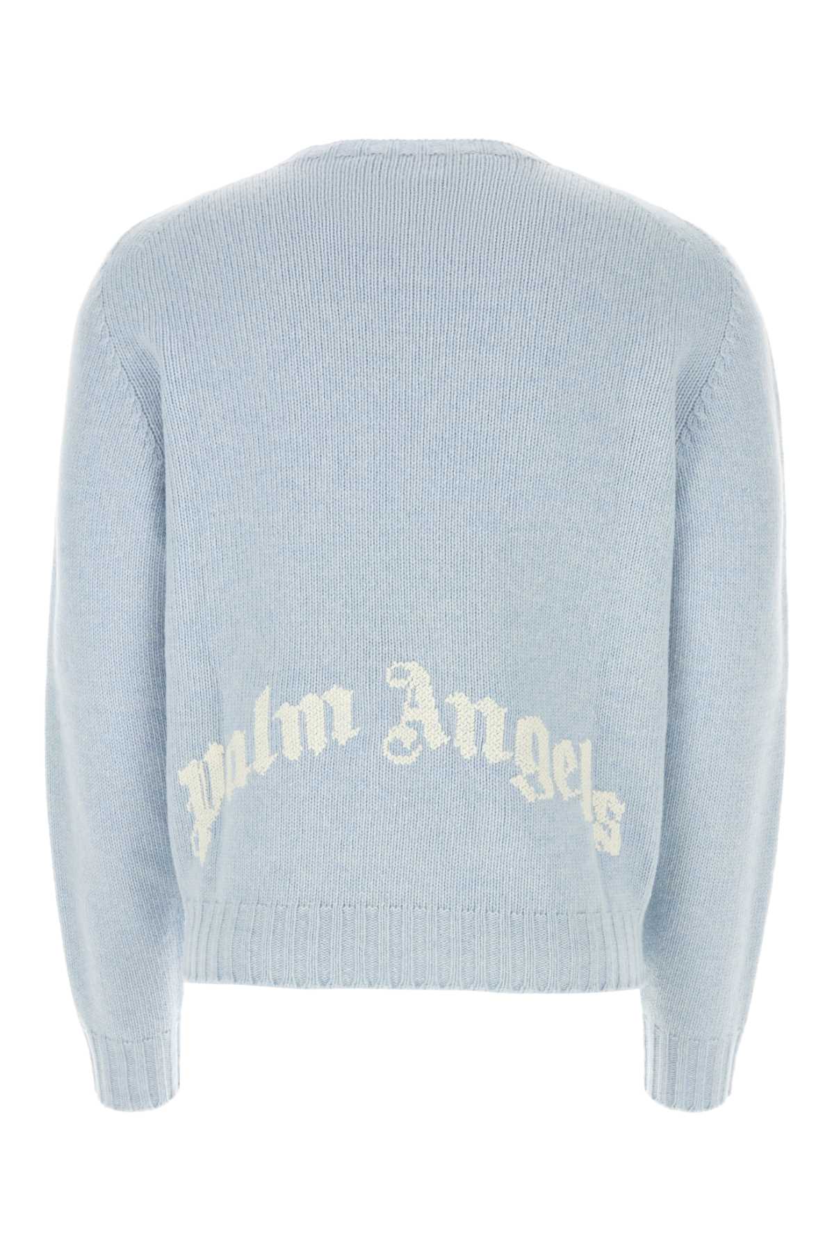 Shop Palm Angels Pastel Light Blue Wool Blend Sweater In Lightbluewhite