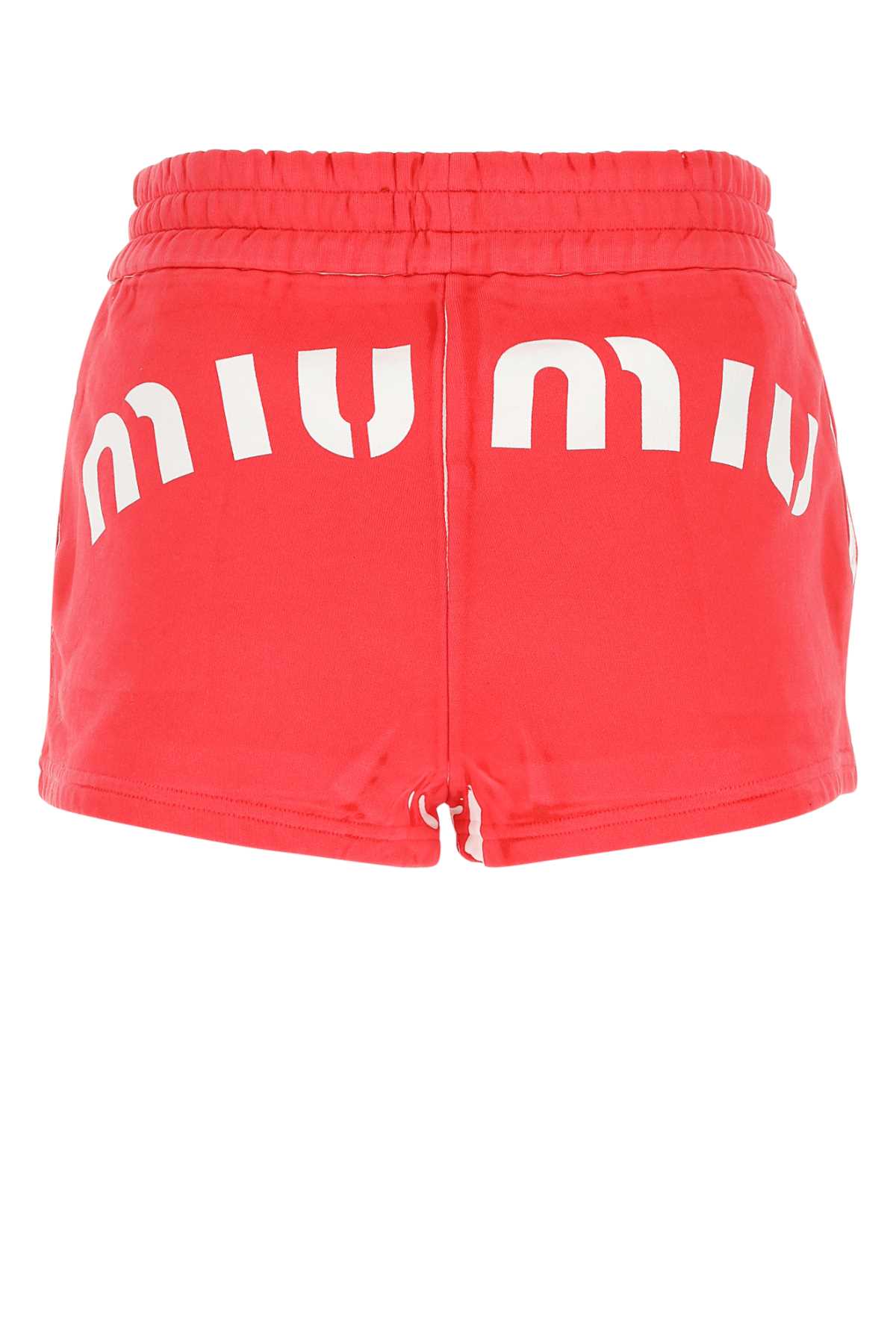 Miu Miu Red Cotton Shorts In Rosso