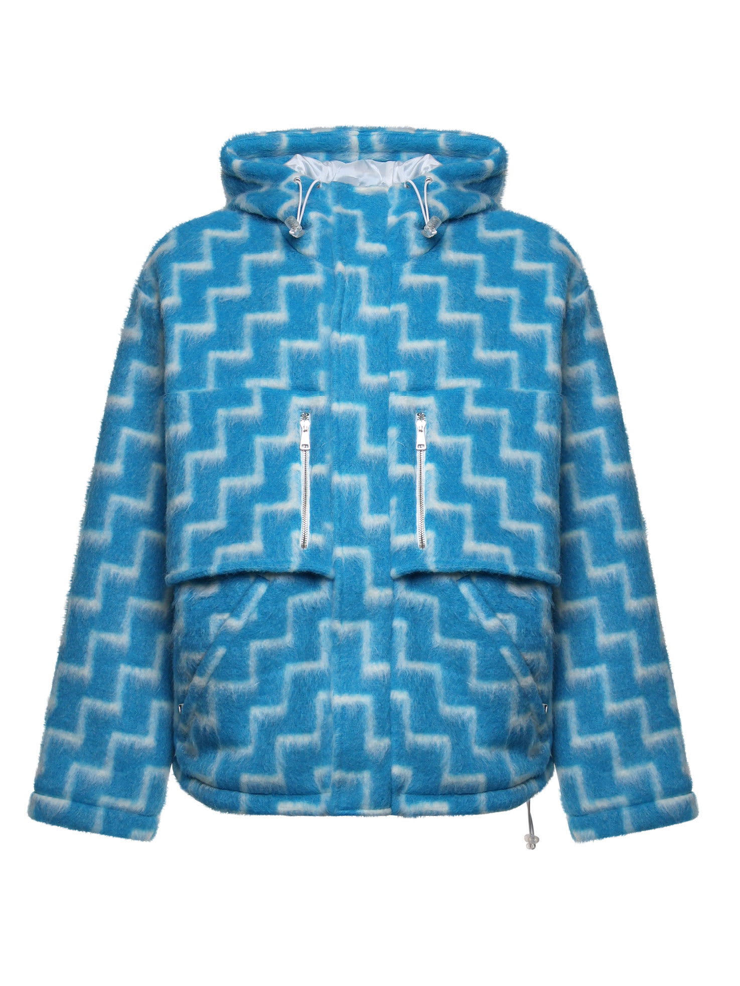 Shop Bonsai Oversized Fish Jacket In Blue And White