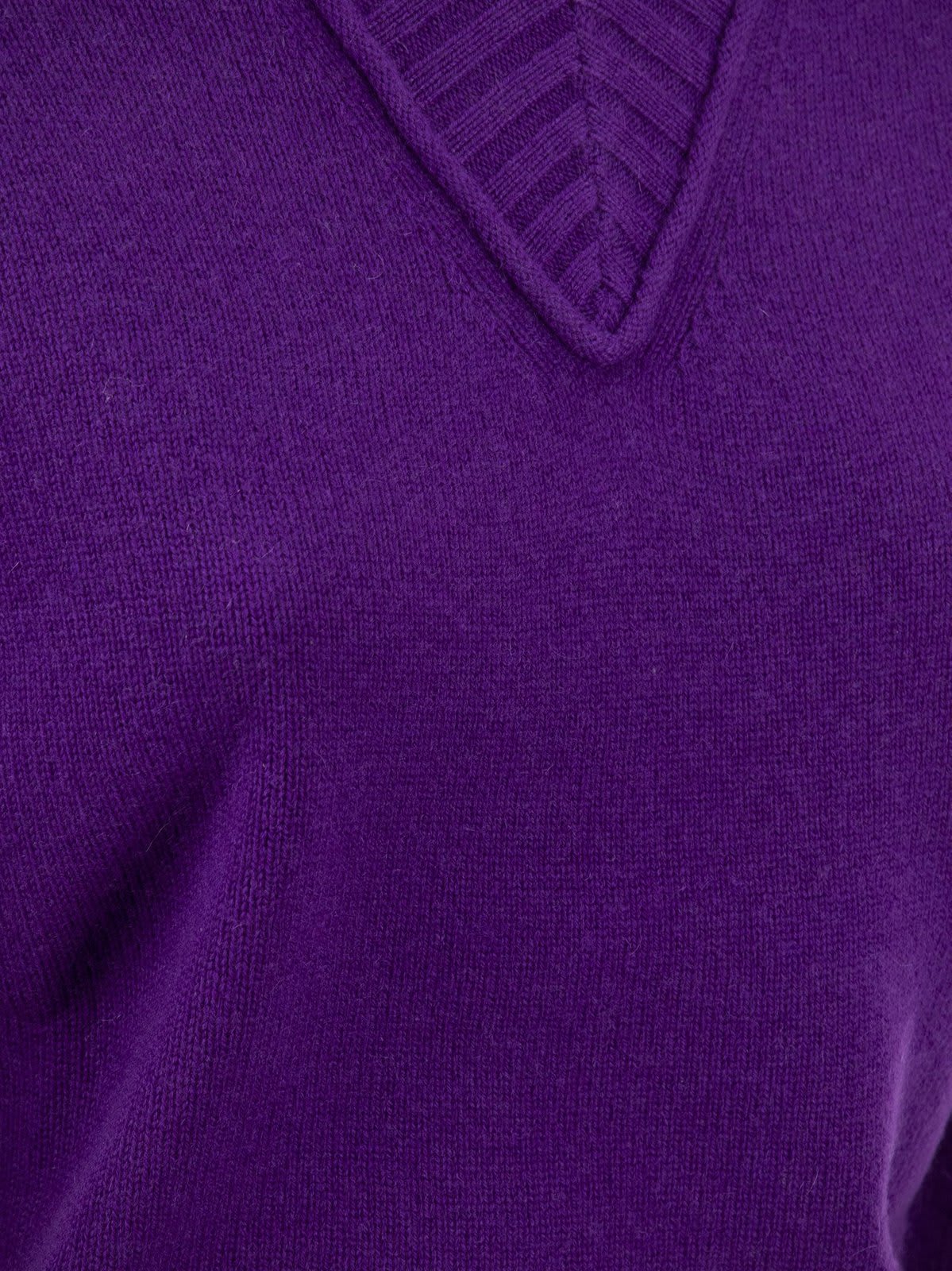 Shop Sportmax V-neck Long Sleeved Jumper In Viola