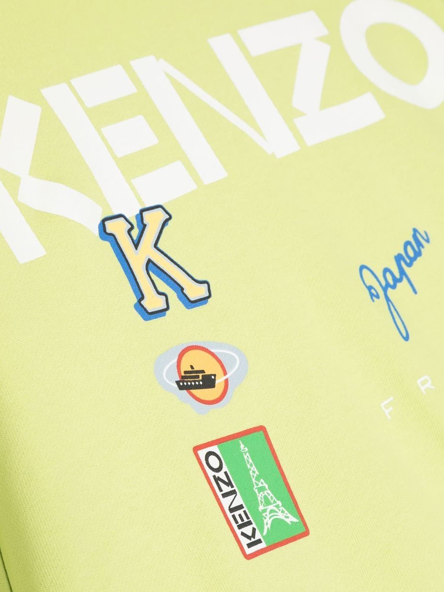 KENZO SWEATSHIRT CREWNECK LOGO AND PATCH DETAILS 