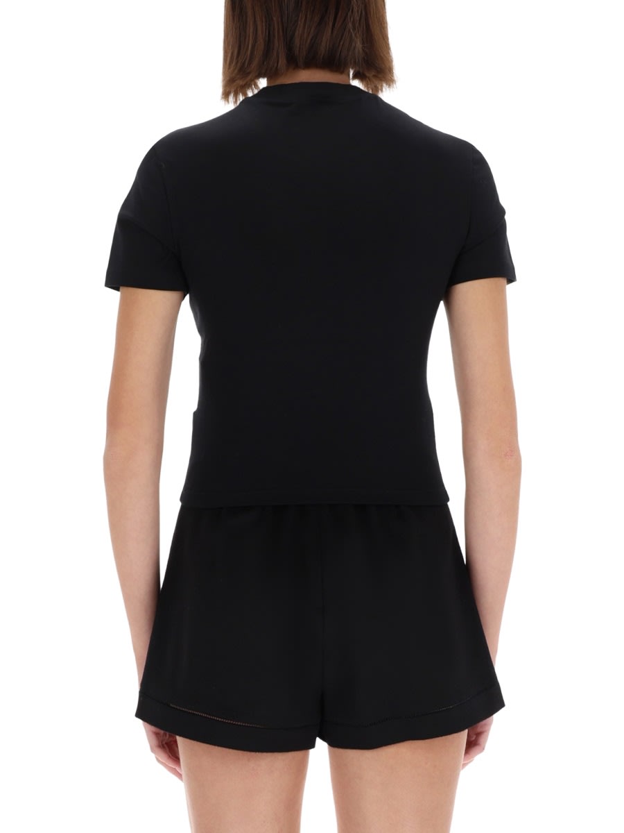 Versace Jeans Couture Fitted Short Sleeve Crew Neck Top In Black