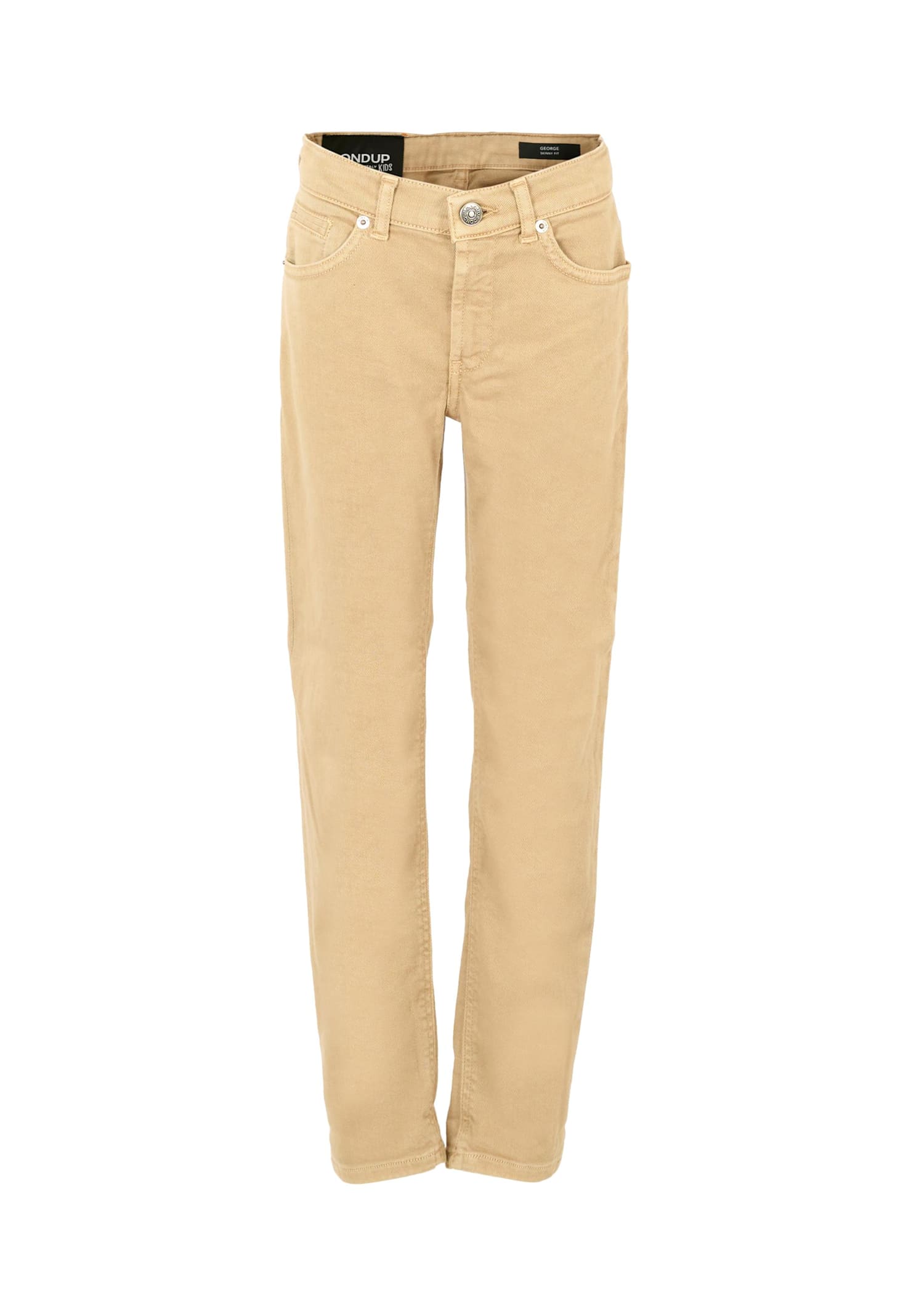 Dondup Kids' Beige Pants For Boy With Logo Patch In Sand