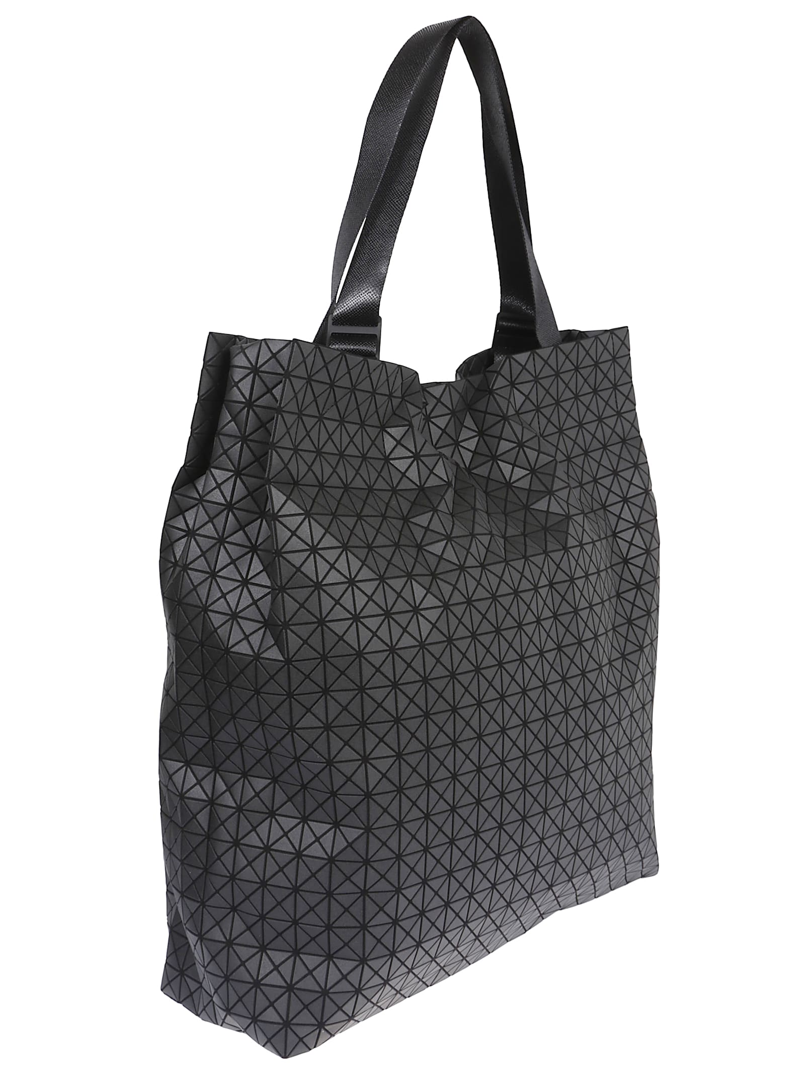 Bao Bao Issey Miyake Spacious Leather Tote With Geometric Triangular Design In Black
