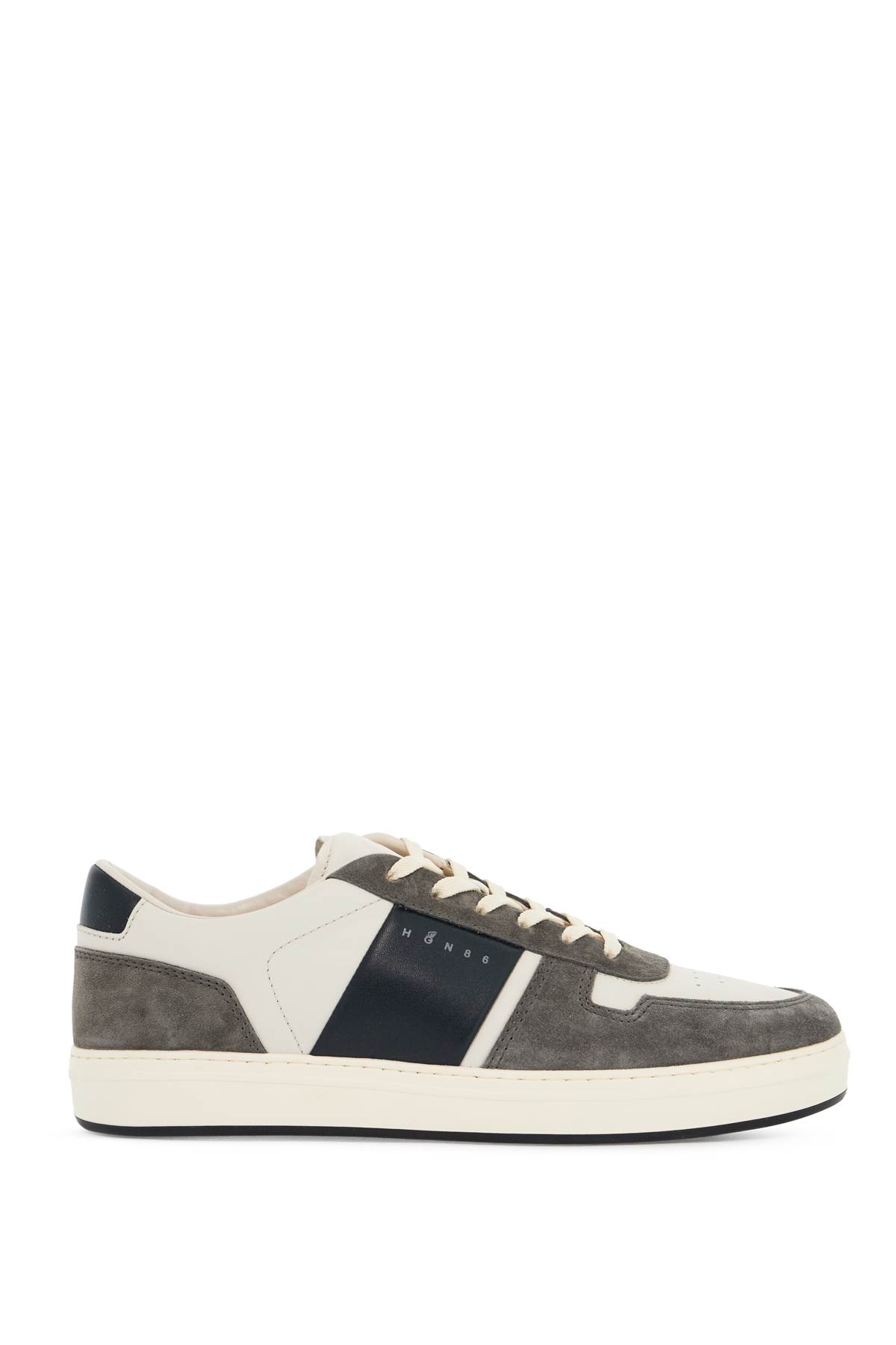 Shop Hogan Smooth And Suede Leather H-tv Sneakers. In B013(yogurt)+b804+u805 (grey)