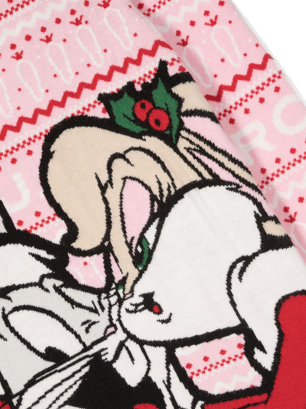 Shop Marc Jacobs X Looney Tunes Abito Fucsia Stampato Tema Christmas In Maglia Bambina