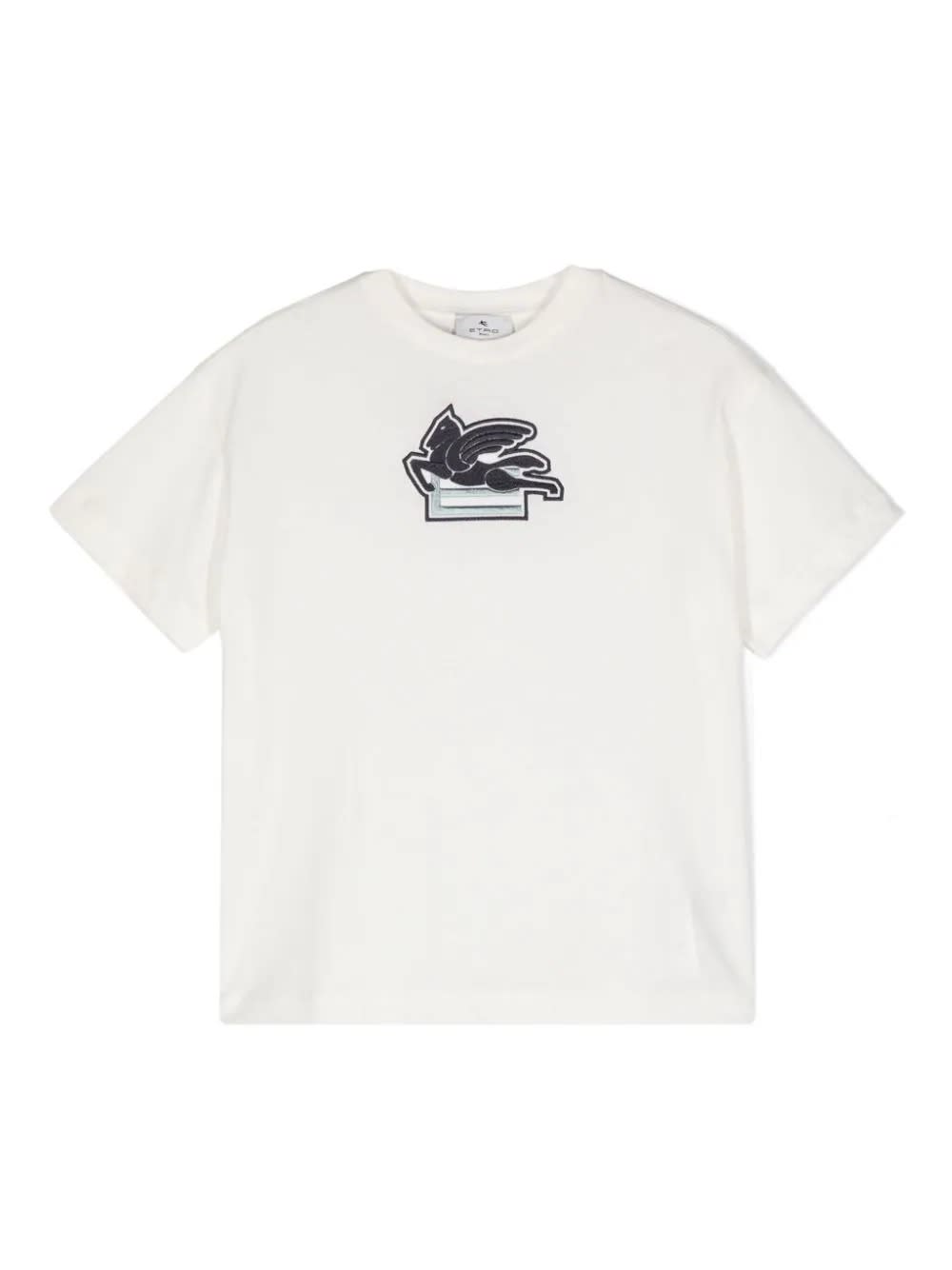 Etro Kids' White T-shirt With Logo Patch