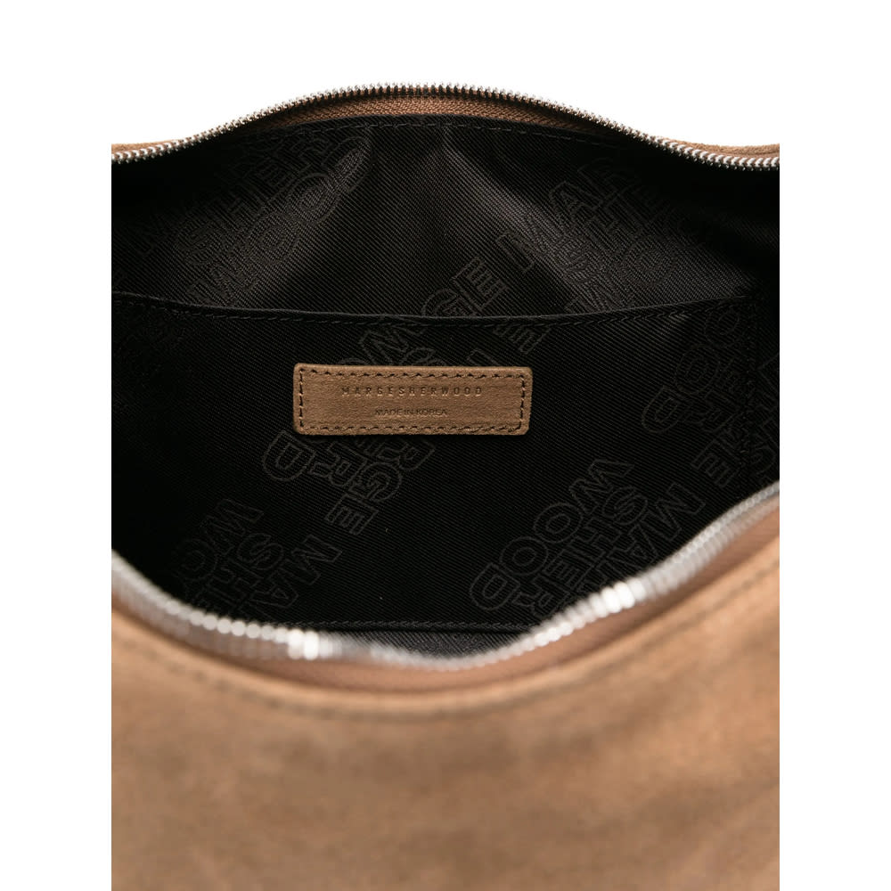 Margesherwood Medium Debossed-logo Suede Shoulder Bag In Nude