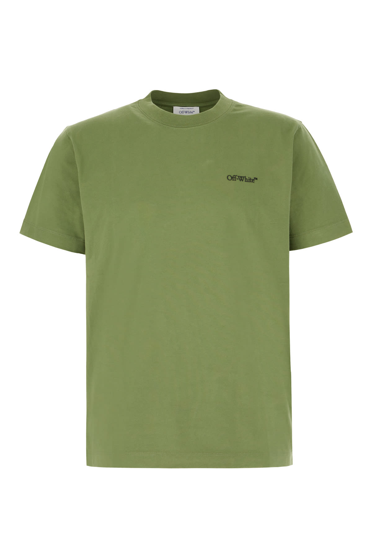 Off-white Olive Green Cotton T-shirt In Four Leaf Clove