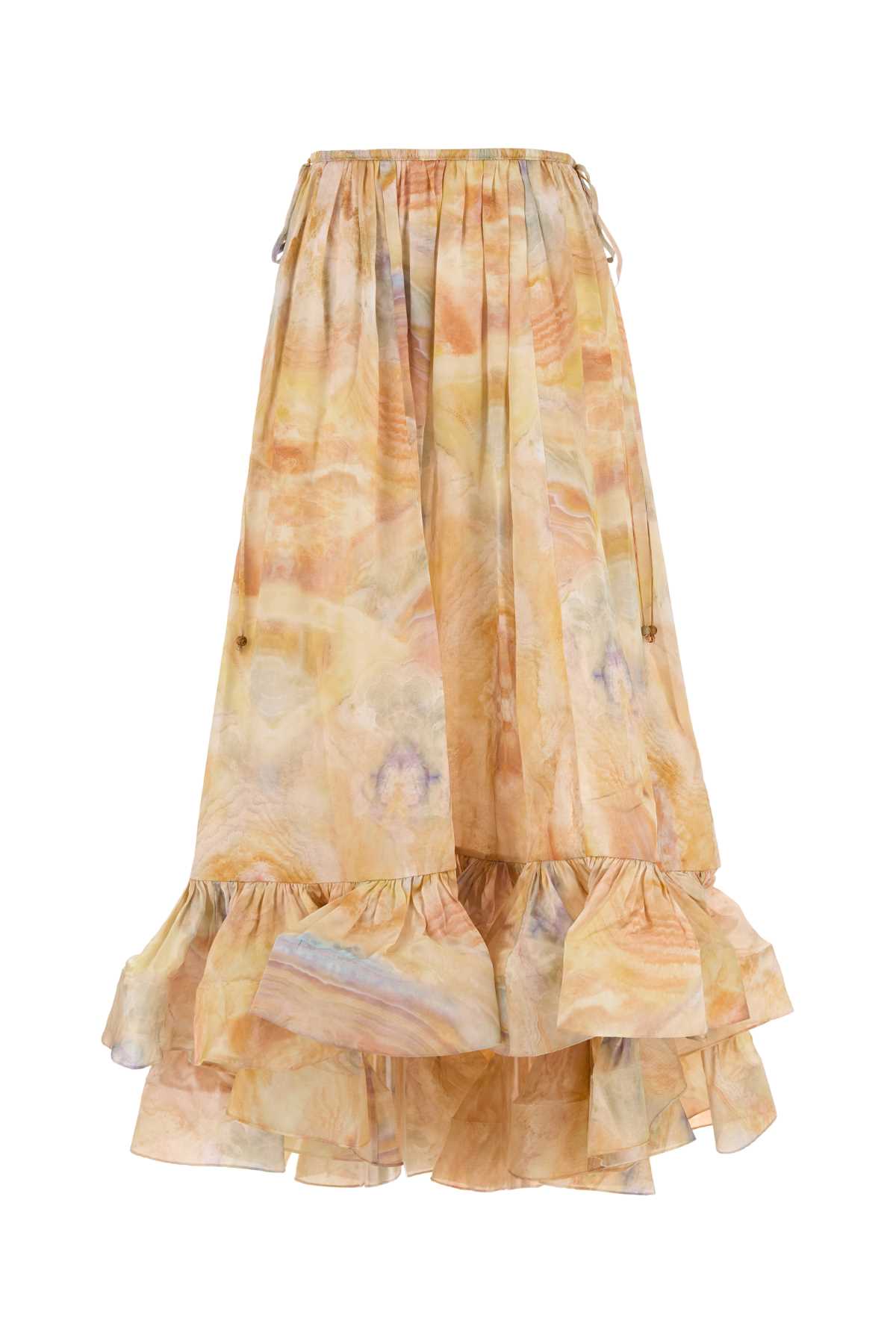 Zimmermann Printed Silk Skirt In Yellow