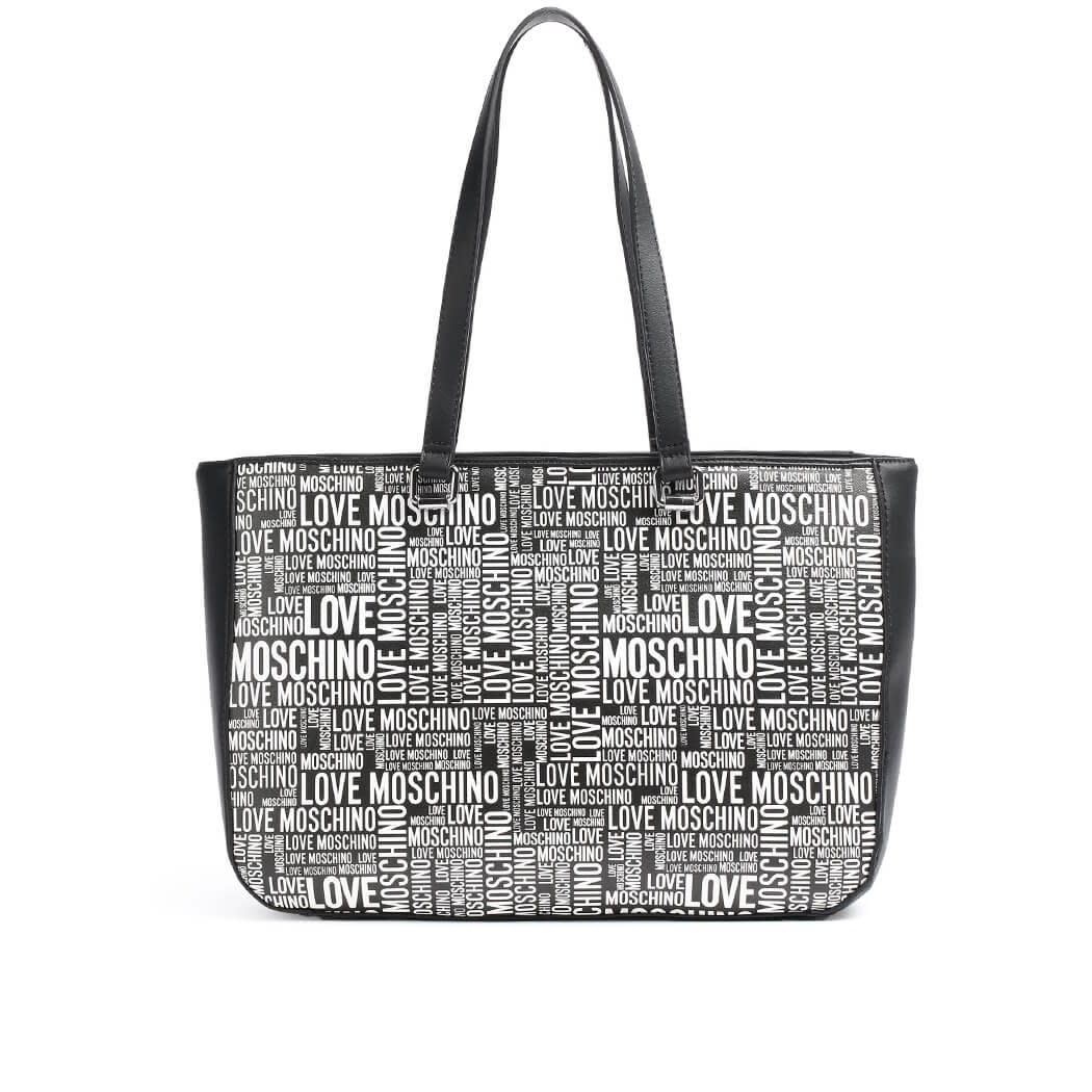 Love Moschino Black Shopping Bag With White Logo