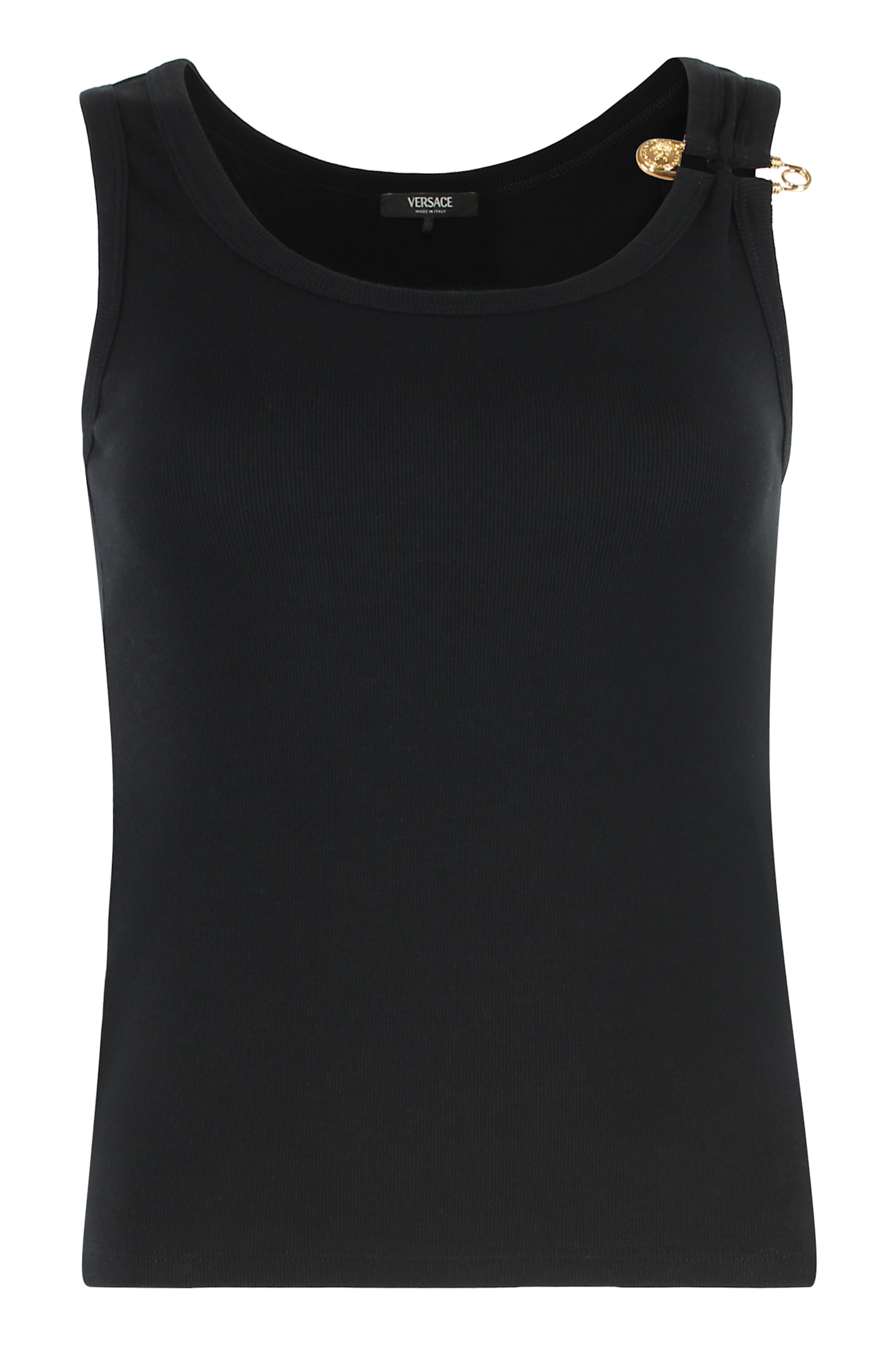 Versace Cotton Tank Top In Black