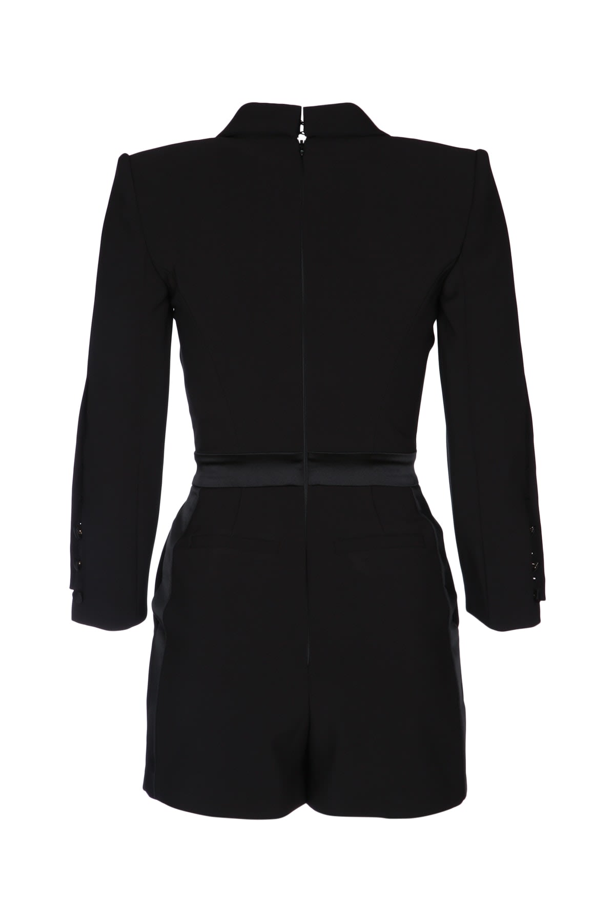 Elisabetta Franchi Short Jumpsuit With Button Detailing And Long Sleeves In Black
