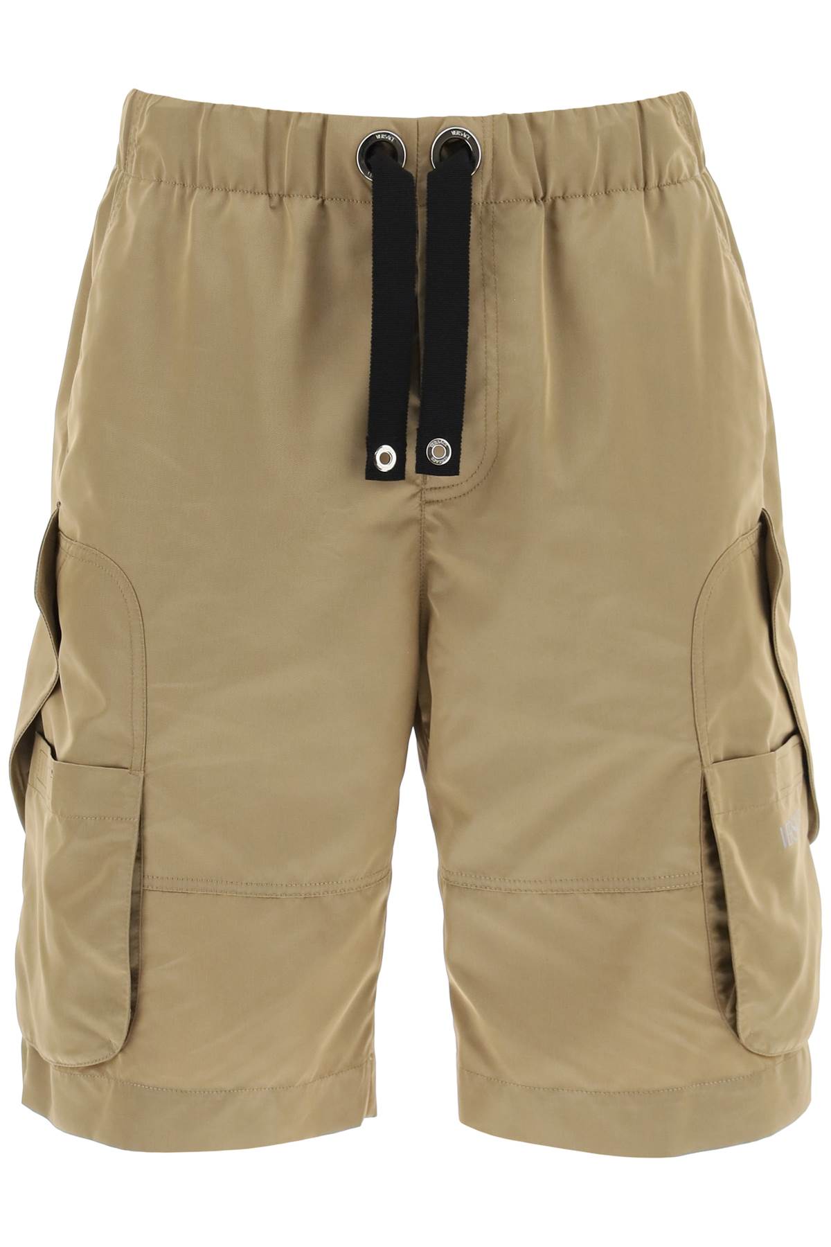 Shop Versace Oversized Nylon Cargo Shorts In Marrone (beige)
