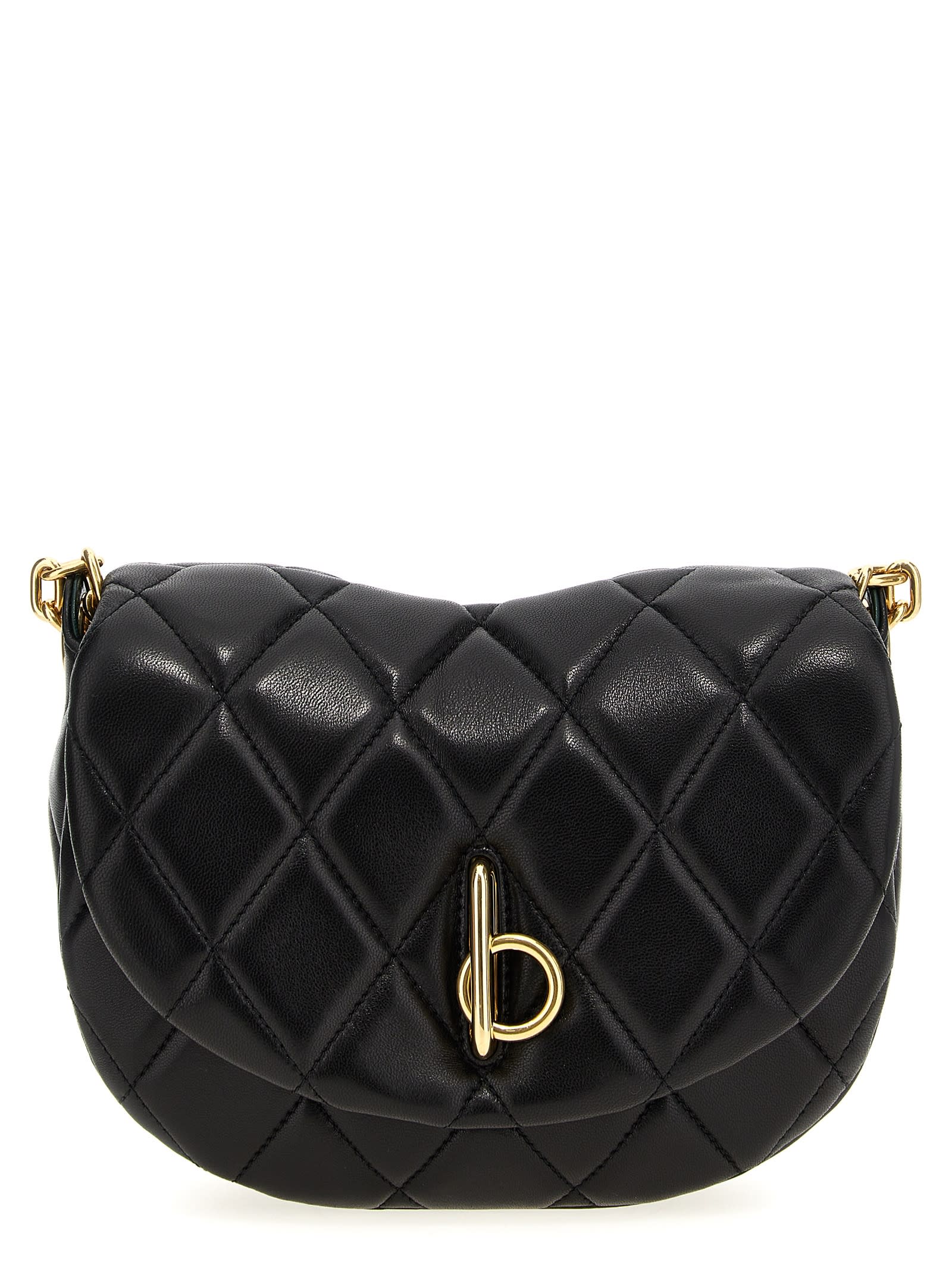 Burberry Rocking Horse Quilted Leather Crossbody Bag In Black