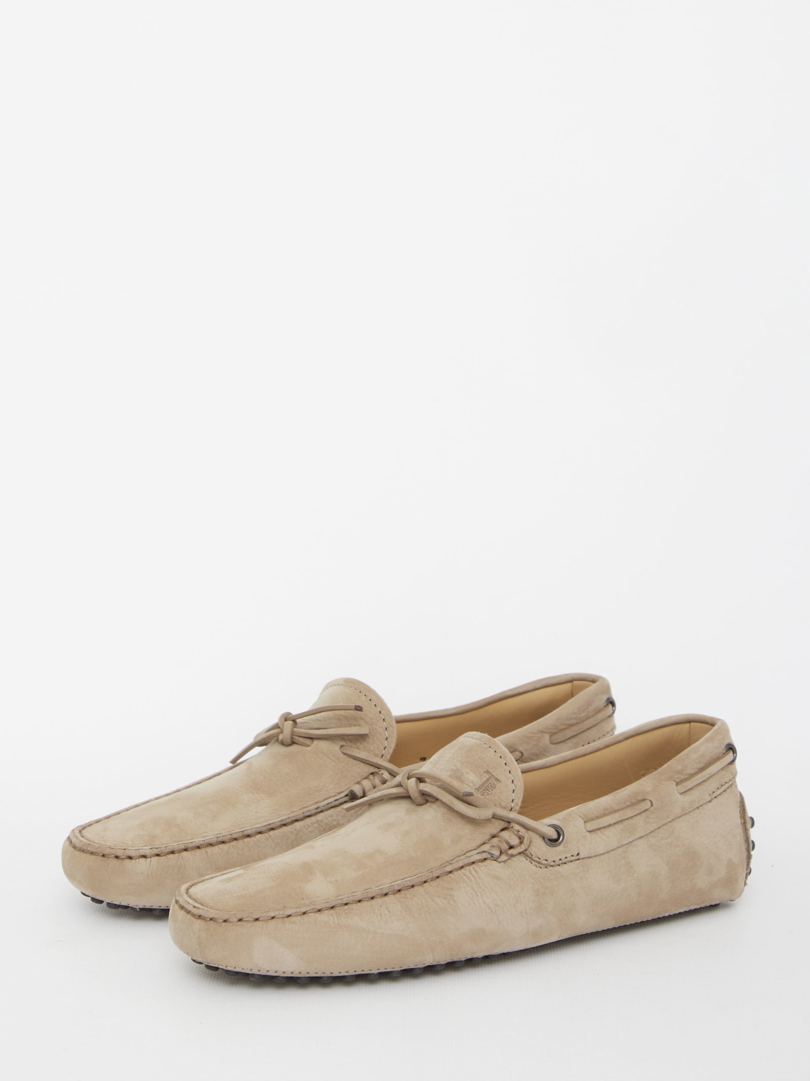 Shop Tod's Dove-colored Gommino Loafers In Beige