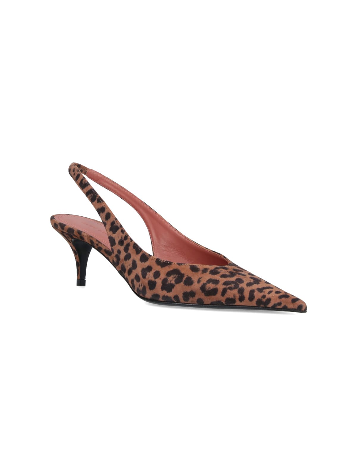 Amina Muaddi Stylish Animal Print Kitten Heel Pumps In Brown