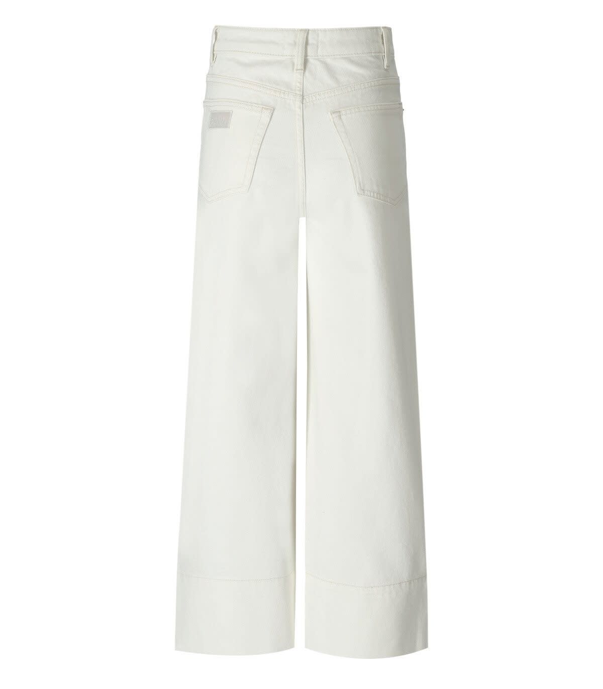 Shop Ganni High-waist Denim Cropped Jeans In Bianco