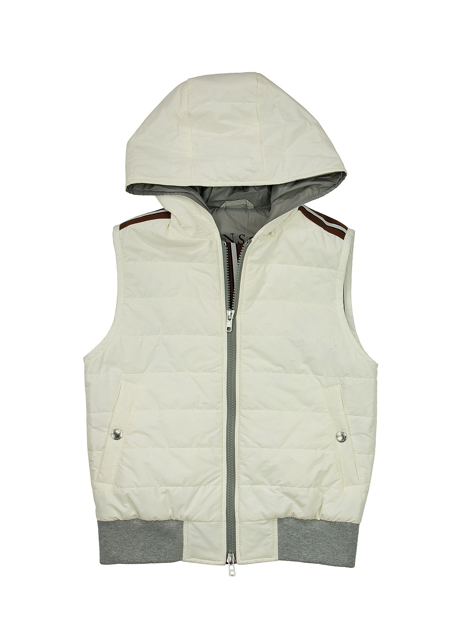 Brunello Cucinelli WATER-RESISTANT NYLON DOWN VEST WITH HOOD AND THINDOWN® PADDING