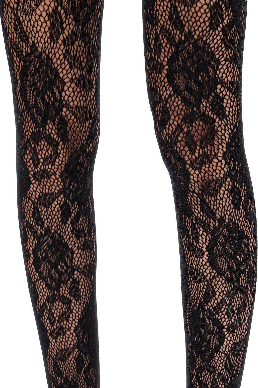 Shop Alessandra Rich Thigh-high Laced Stockings In Black