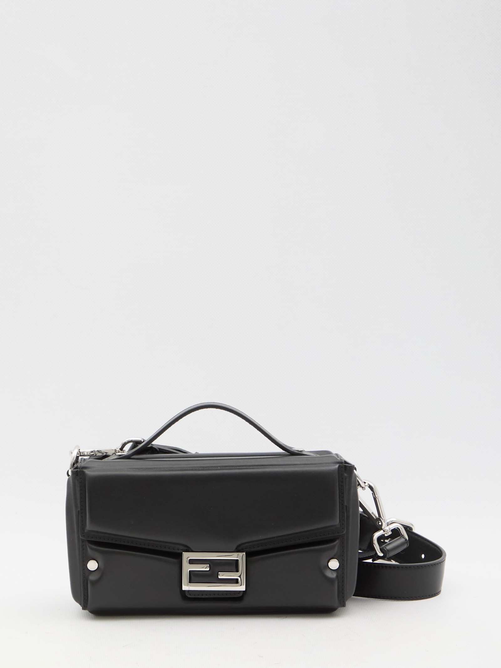 Shop Fendi Soft Trunk Baguette Bag In Black