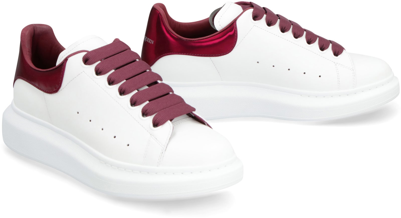 Shop Alexander Mcqueen Larry Leather Sneakers In White