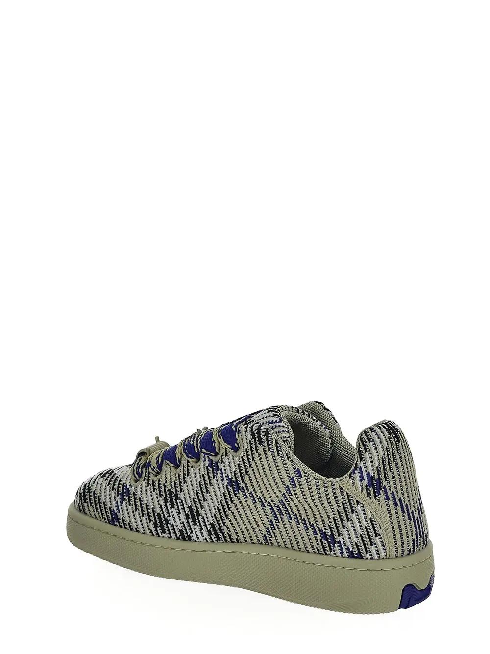 Shop Burberry Check Knit Box Sneakers In Lichen Ip Check