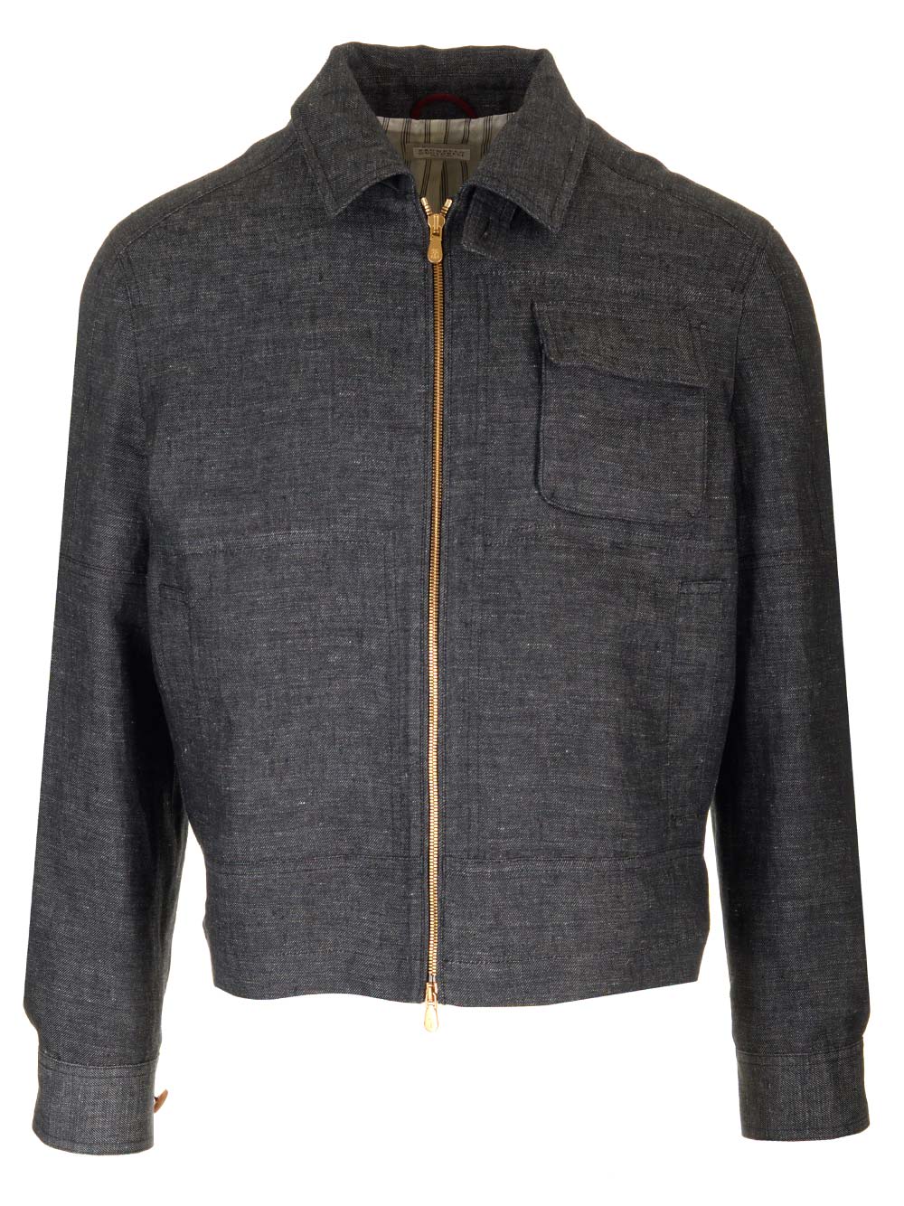 Shop Brunello Cucinelli Denim Effect Linen Jacket In Black