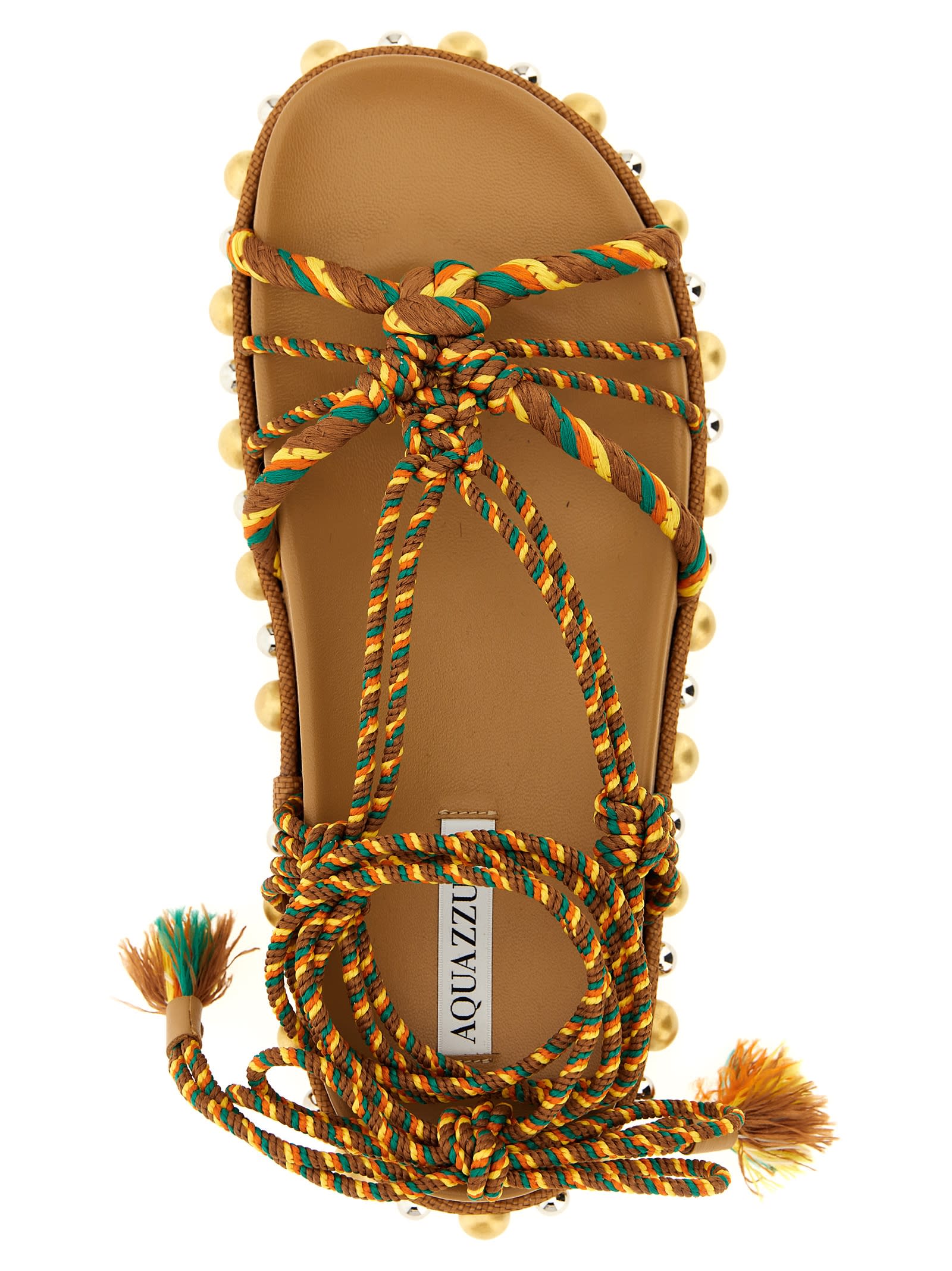 Aquazzura Tropical Rope Embellished Raffia Sandals