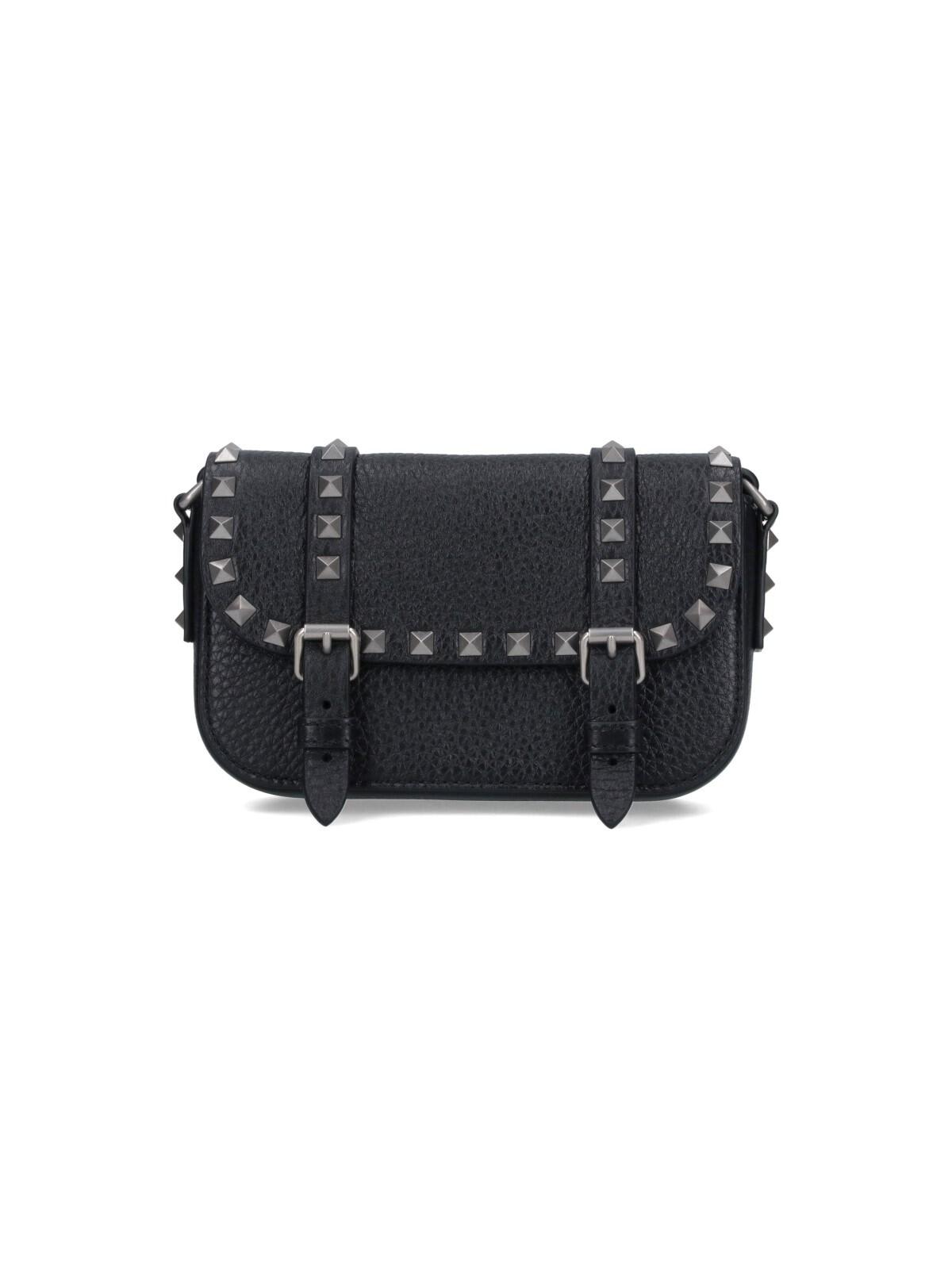 Valentino Large Rockstud Messenger Bag With Adaptable Strap In Black