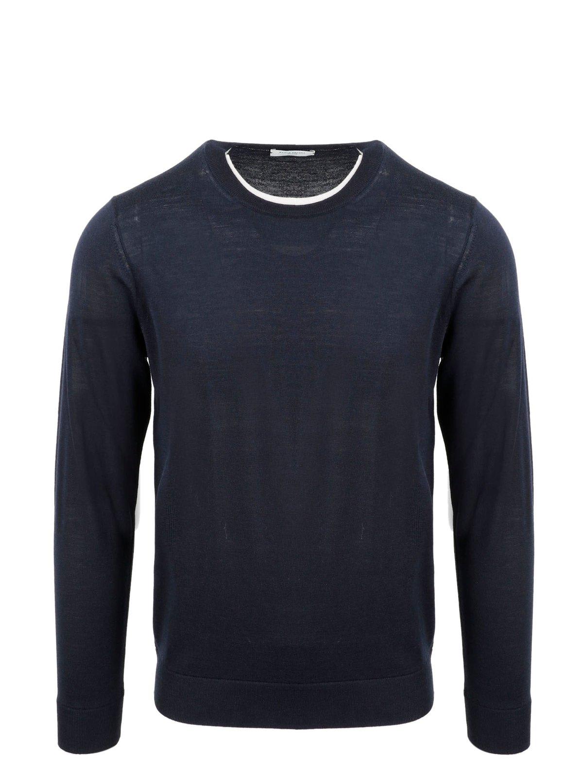 Shop Paolo Pecora Crewneck Long-sleeved Sweater In Blu Royal