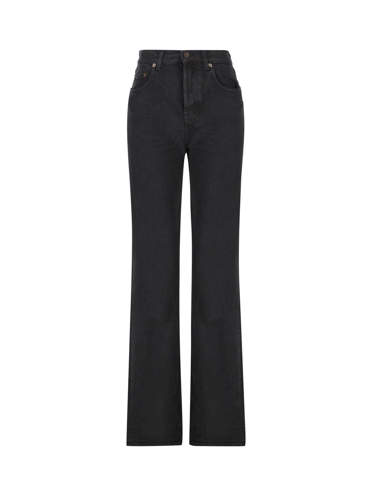 Saint Laurent Belt-looped Straight Leg Jeans In Black