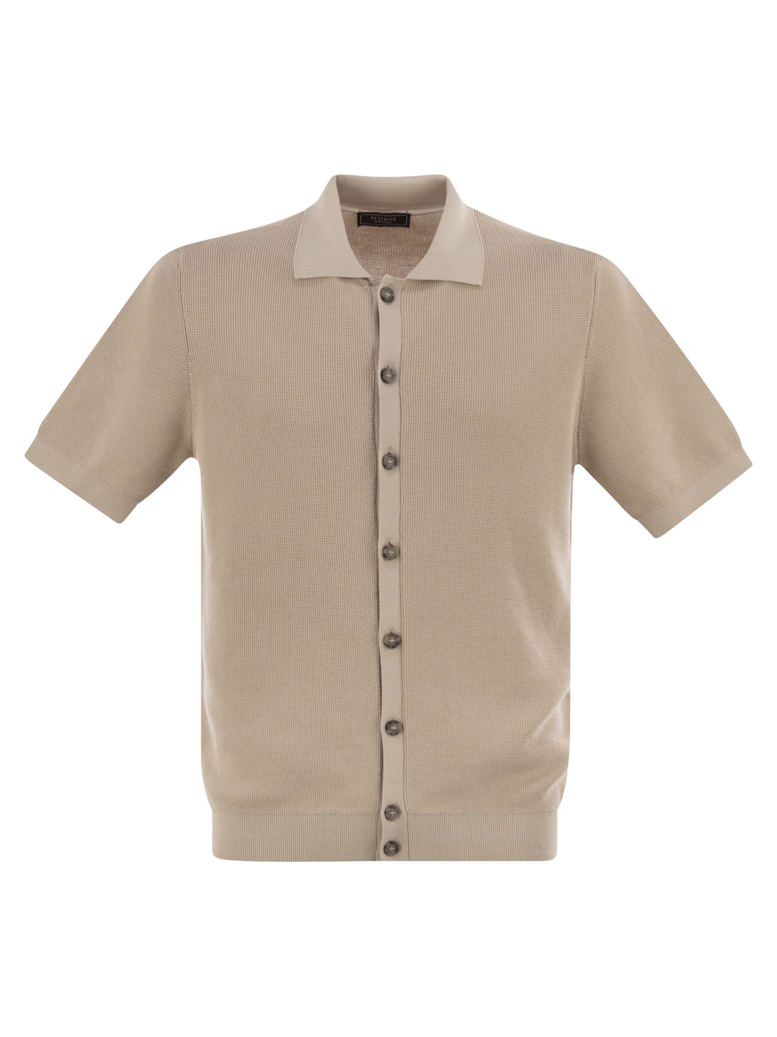 Polo Cardigan In Pure Cotton Yarn