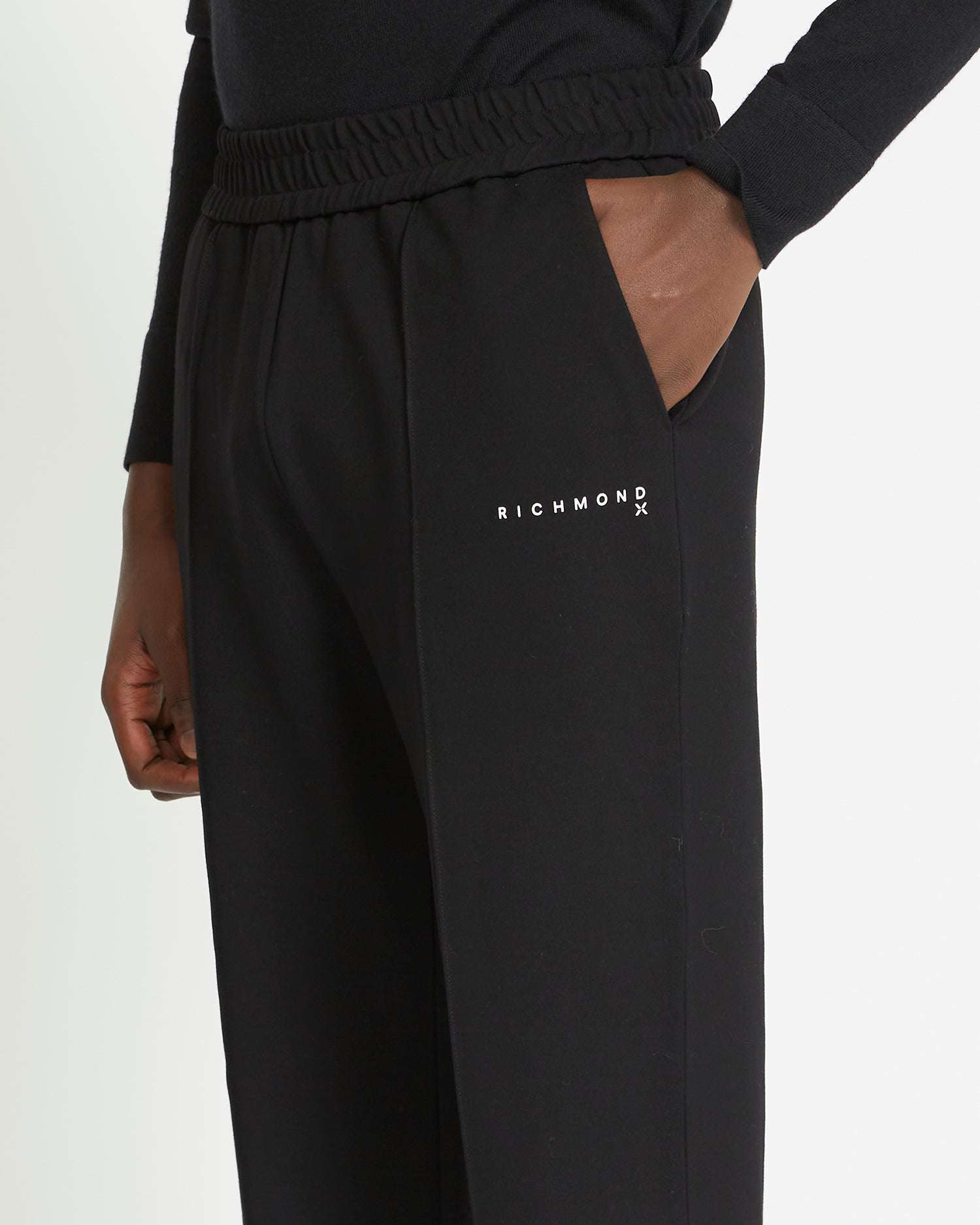 Shop John Richmond Trousers With Logo On The Front In Nero