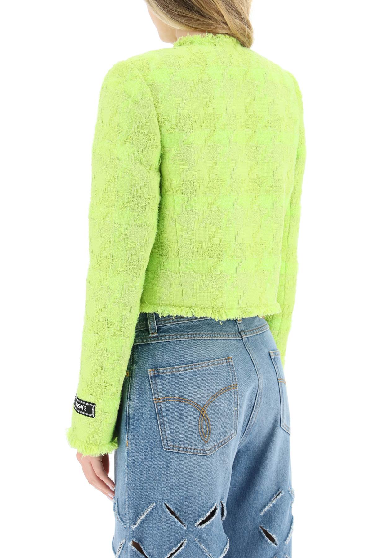 Shop Versace Lurex Tweed Cropped Jacket