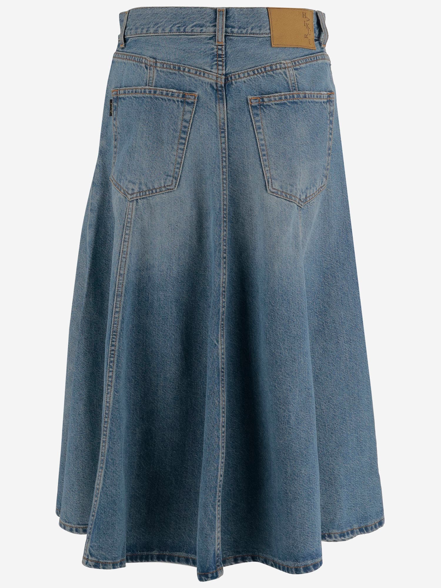 Haikure Serenity Distressed Paneled Denim Maxi Skirt In Denim