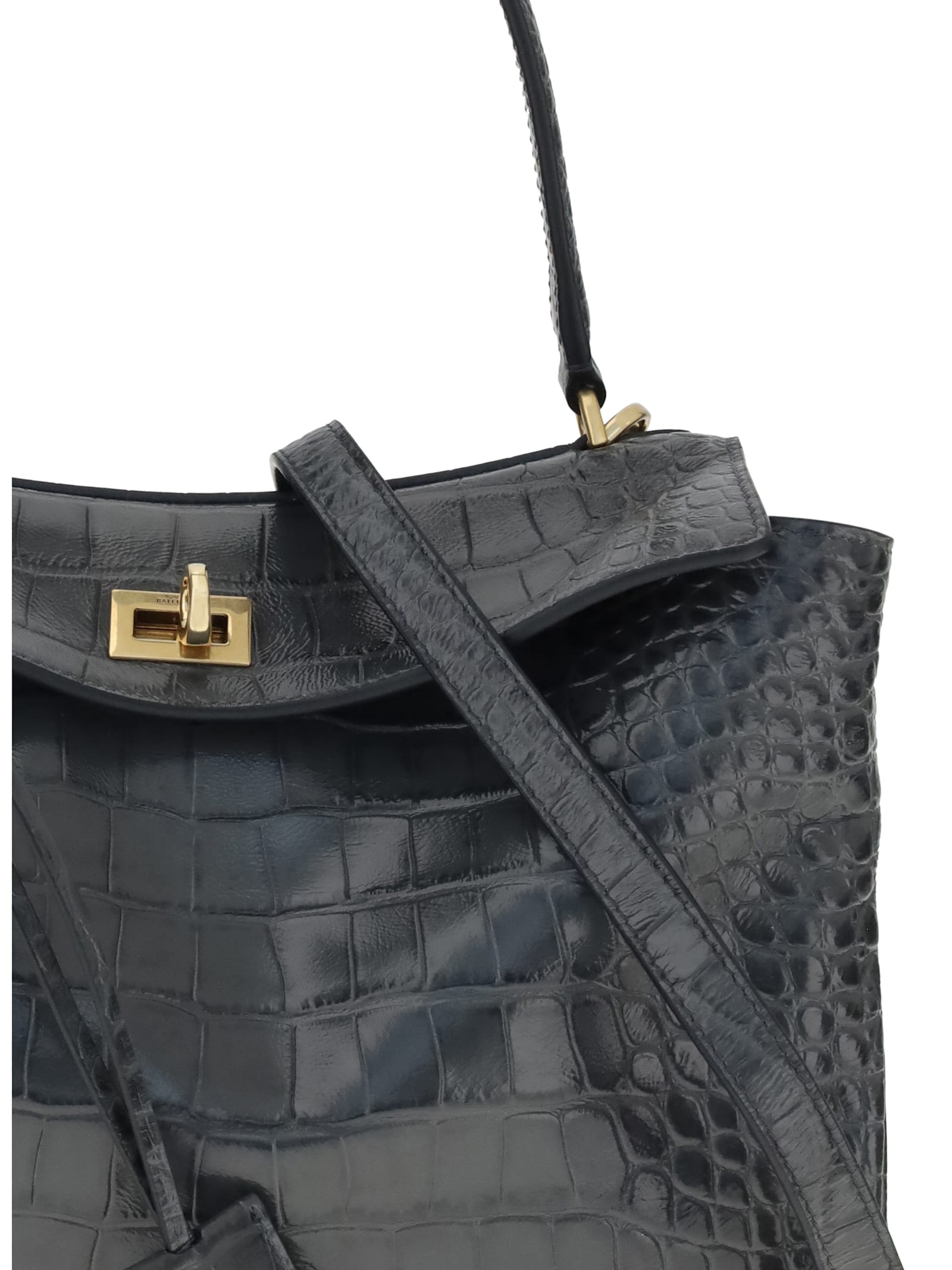 Balenciaga Rodeo Shoulder Bag In Crocodile-print Leather