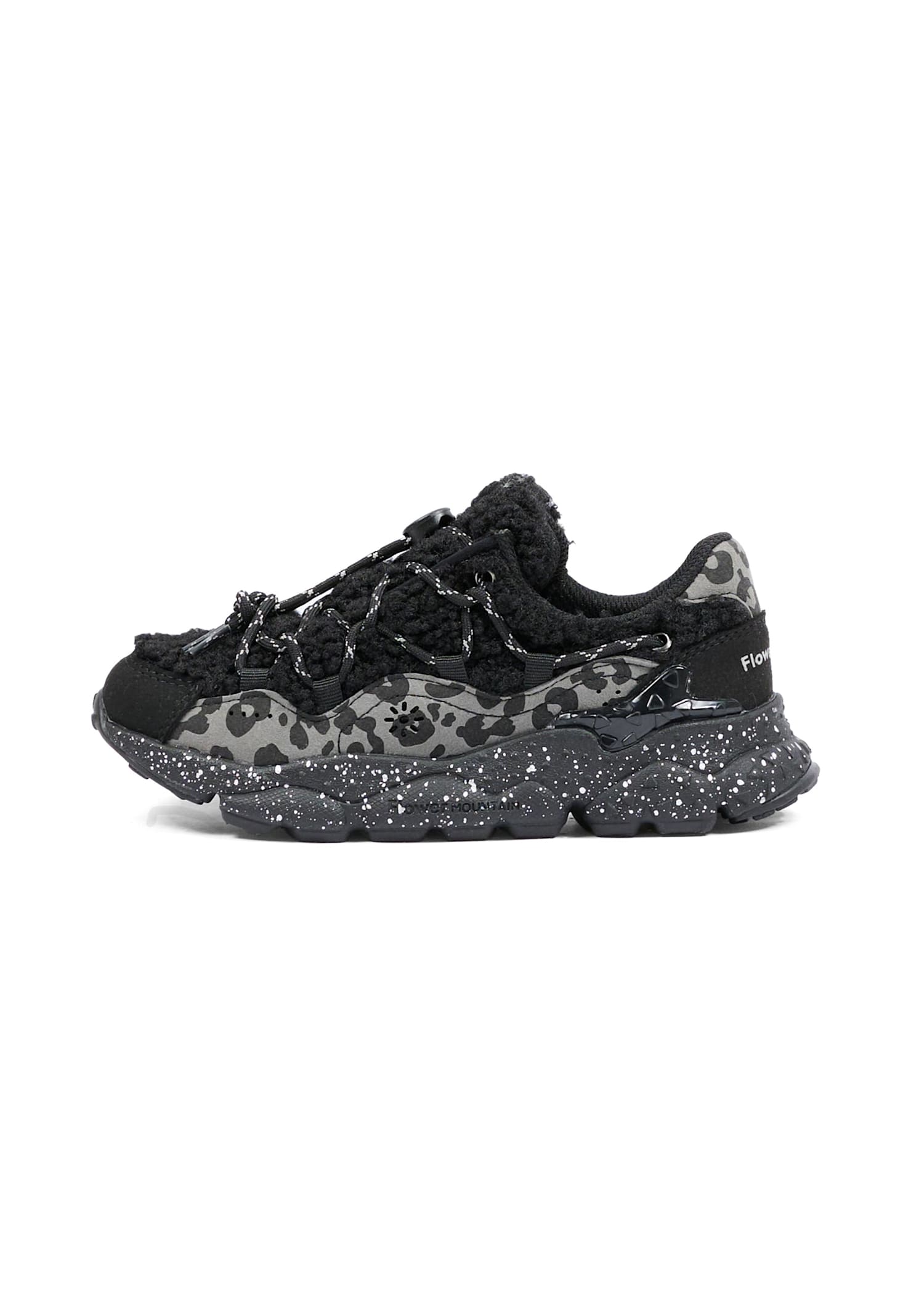 Flower Mountain Black Sneakers For Boy In Multi