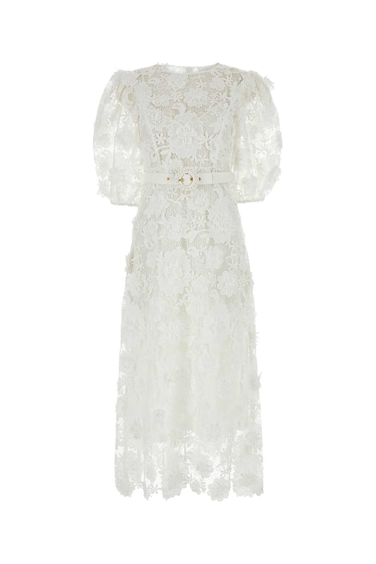 ZIMMERMANN WHITE MACRAME LACE HALLIDAY DRESS 