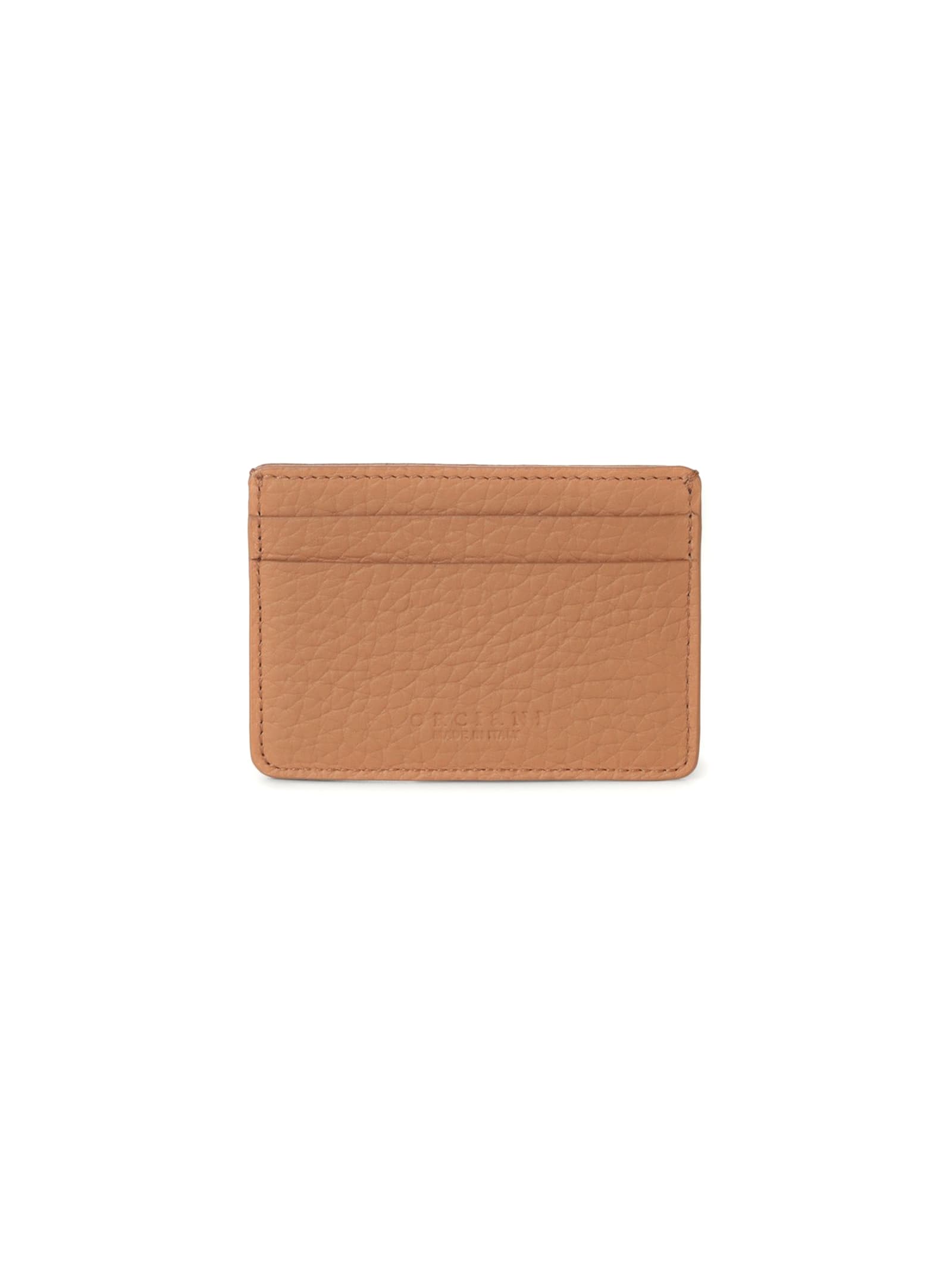 Shop Orciani Brown Soft Leather Card Holder In Camel
