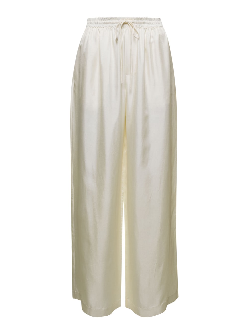 Shop Rohe White Wide Leg Trousers In Silk Woman In Beige