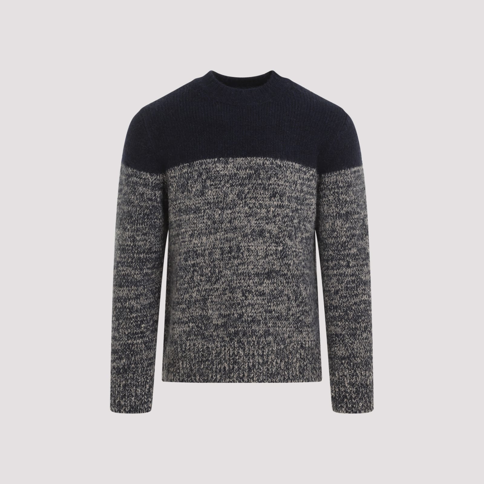 Dries Van Noten Colour-block Merino-wool Jumper In Navy