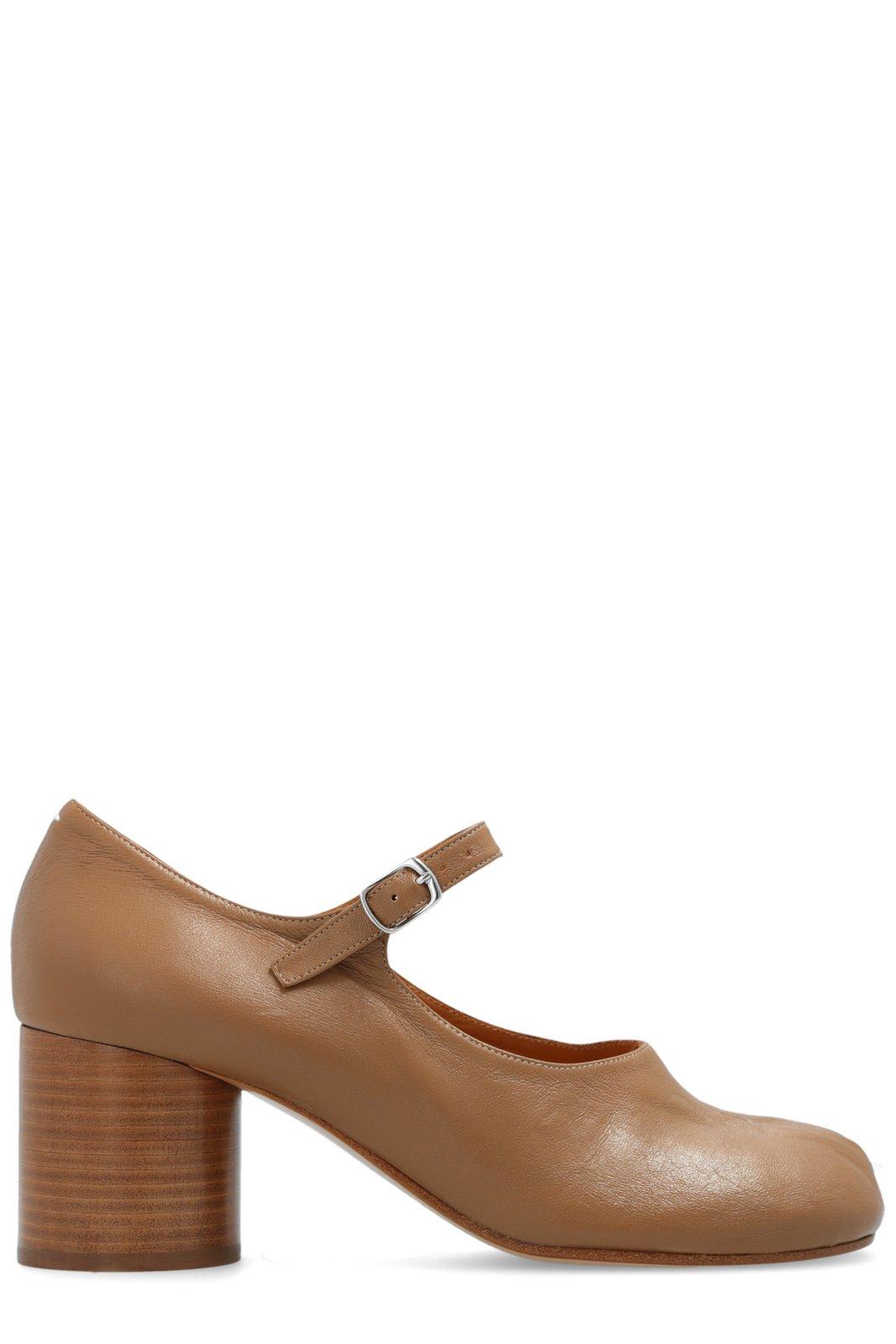 Shop Maison Margiela Tabi Mary-janes Pumps In Chamois