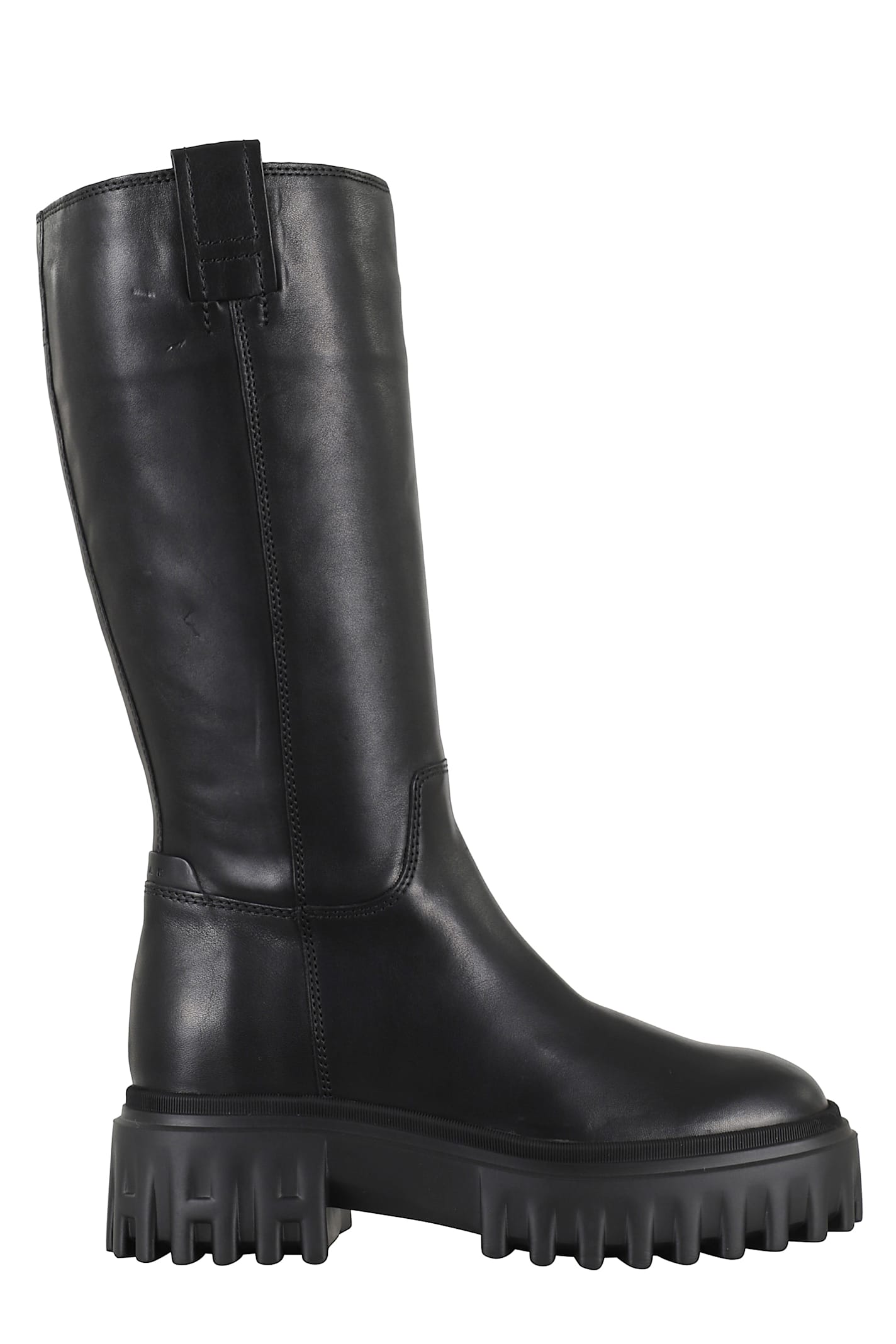 Hogan Knee-high Boots With Chunky Sole And Pull Tab In Black