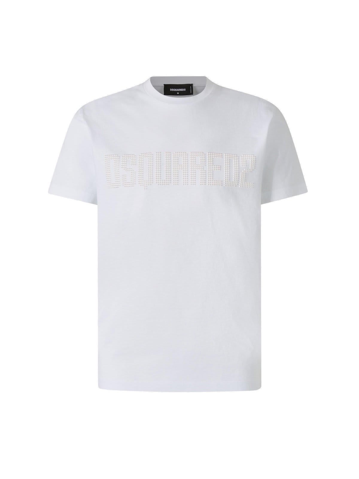 Shop Dsquared2 Logo-embellished Crewneck T-shirt In White